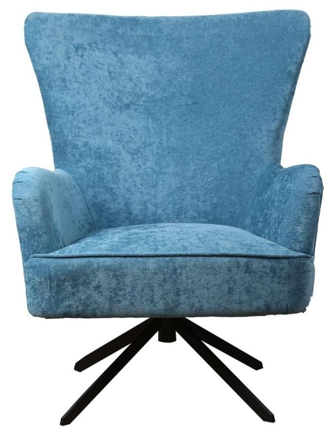 Salinas Ocean Blue Chenille Fabric Swivel Armchair