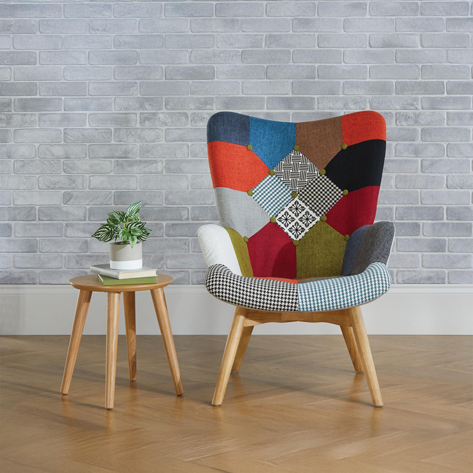 Sloane Armchair - Multi Coloured Patchwork Fabric