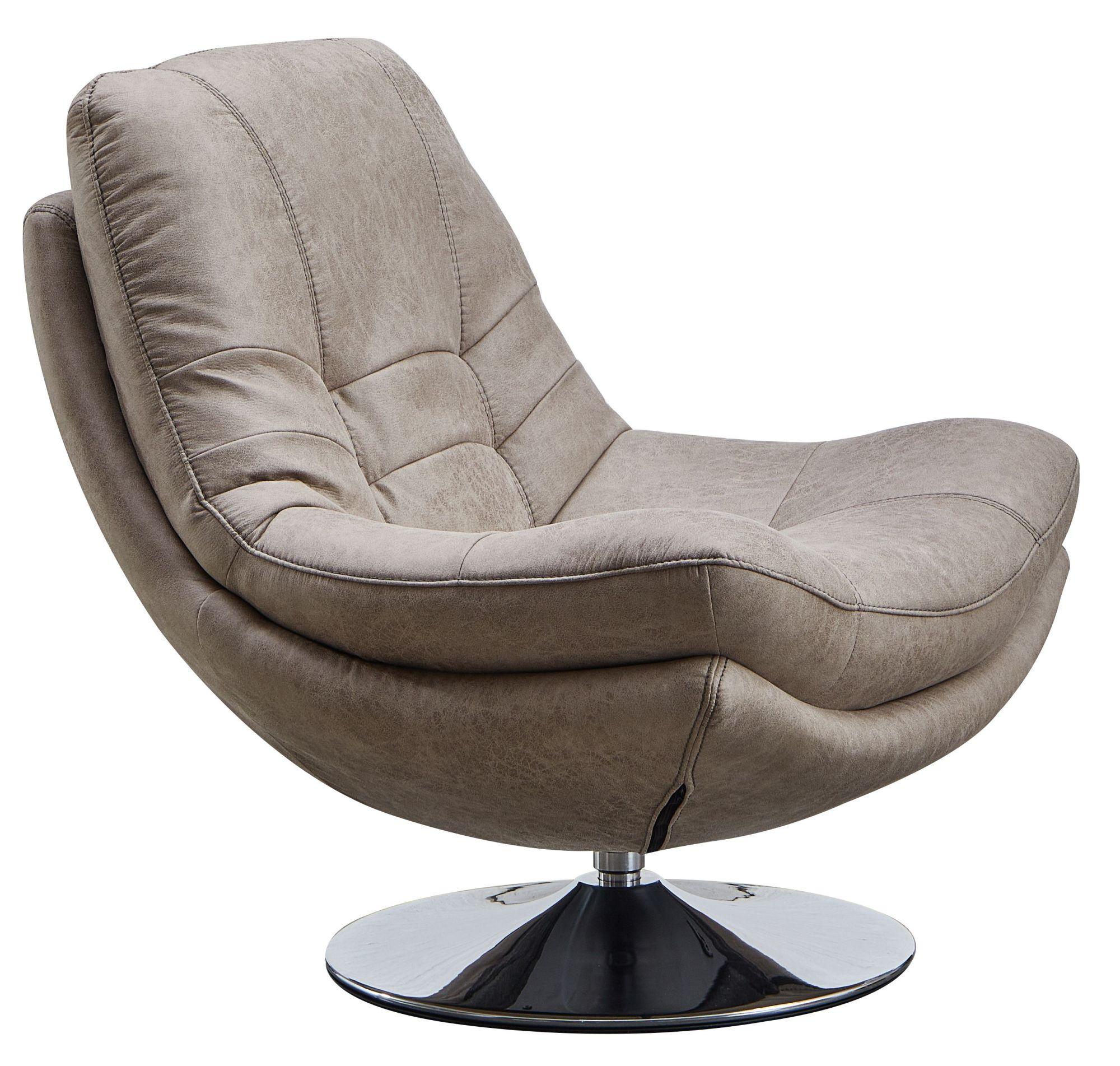 Clearance - Vento Swivel Chair and Footstool - Light Grey Fabric