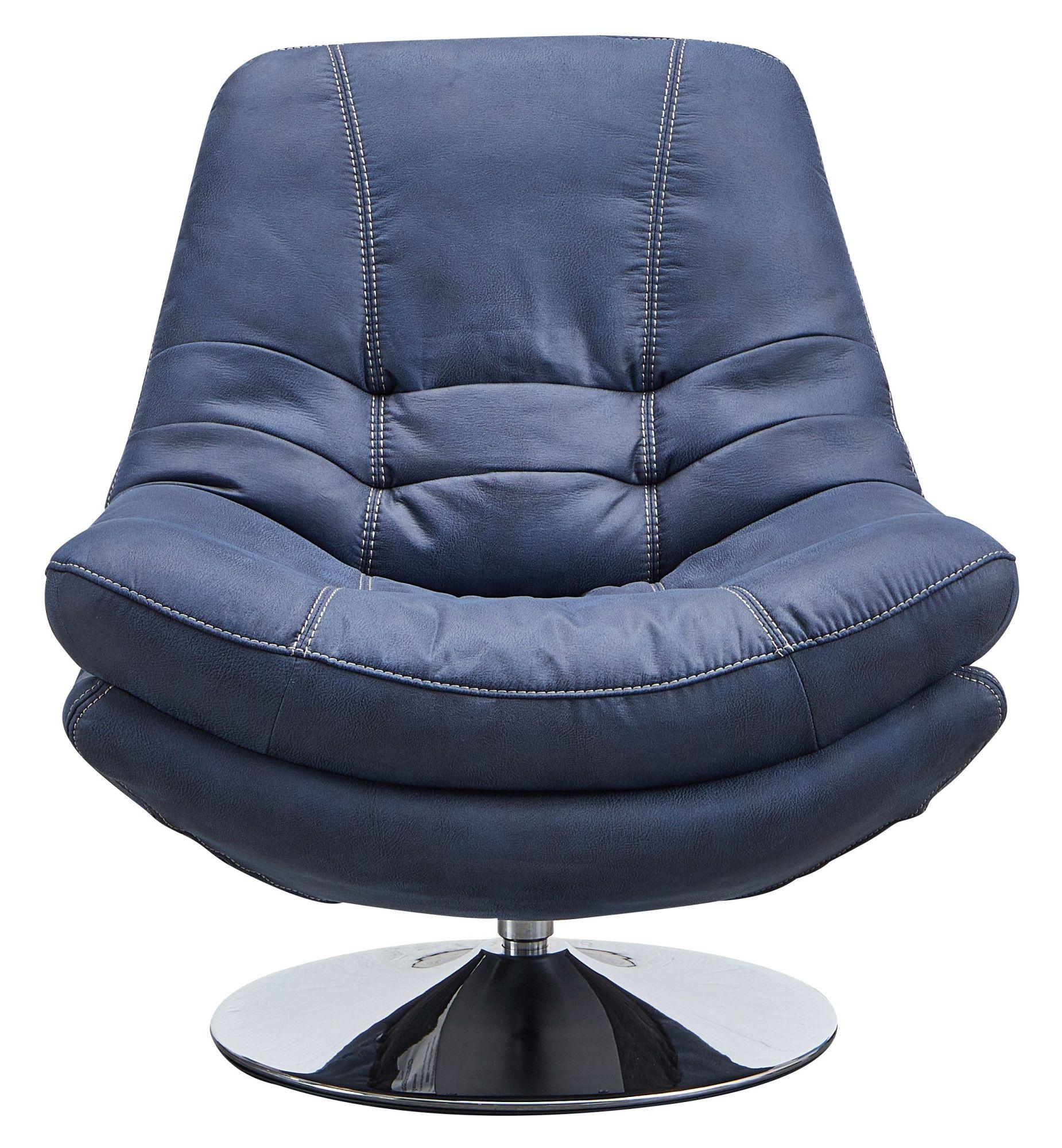 Clearance - Vento Swivel Chair and Footstool - Midnight Blue Fabric