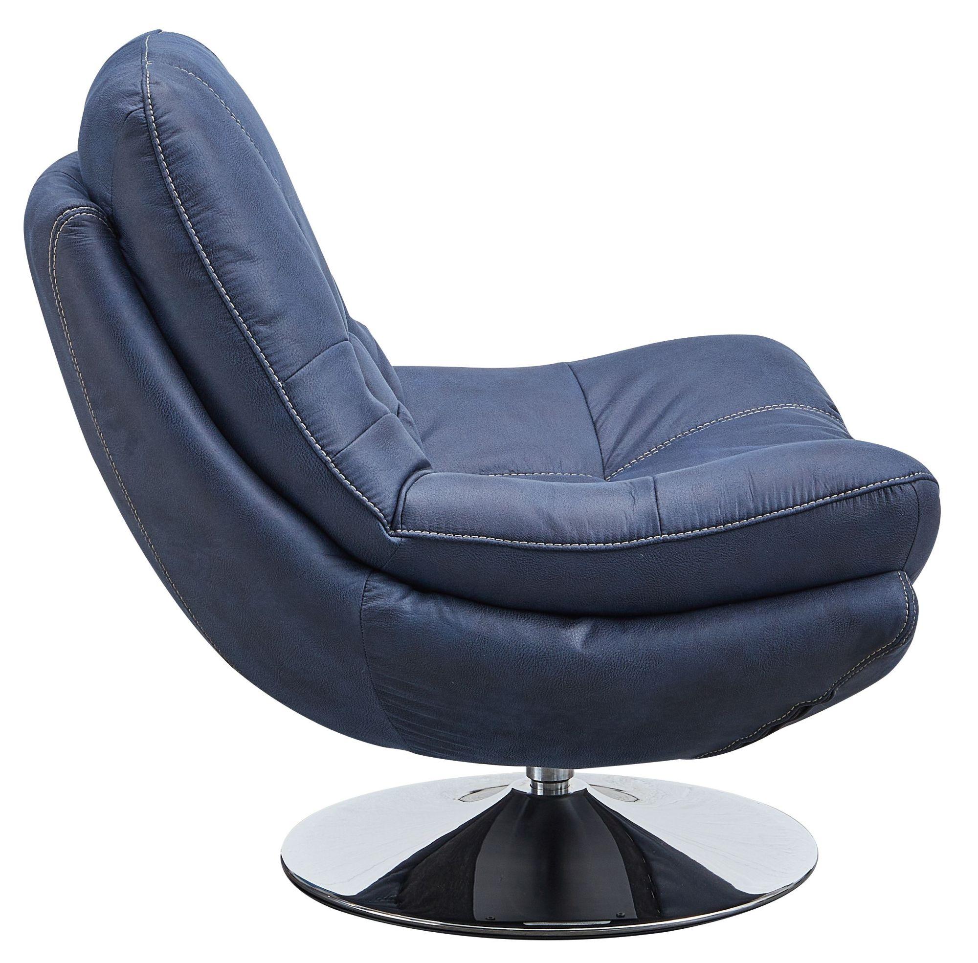 Clearance - Vento Swivel Chair and Footstool - Midnight Blue Fabric