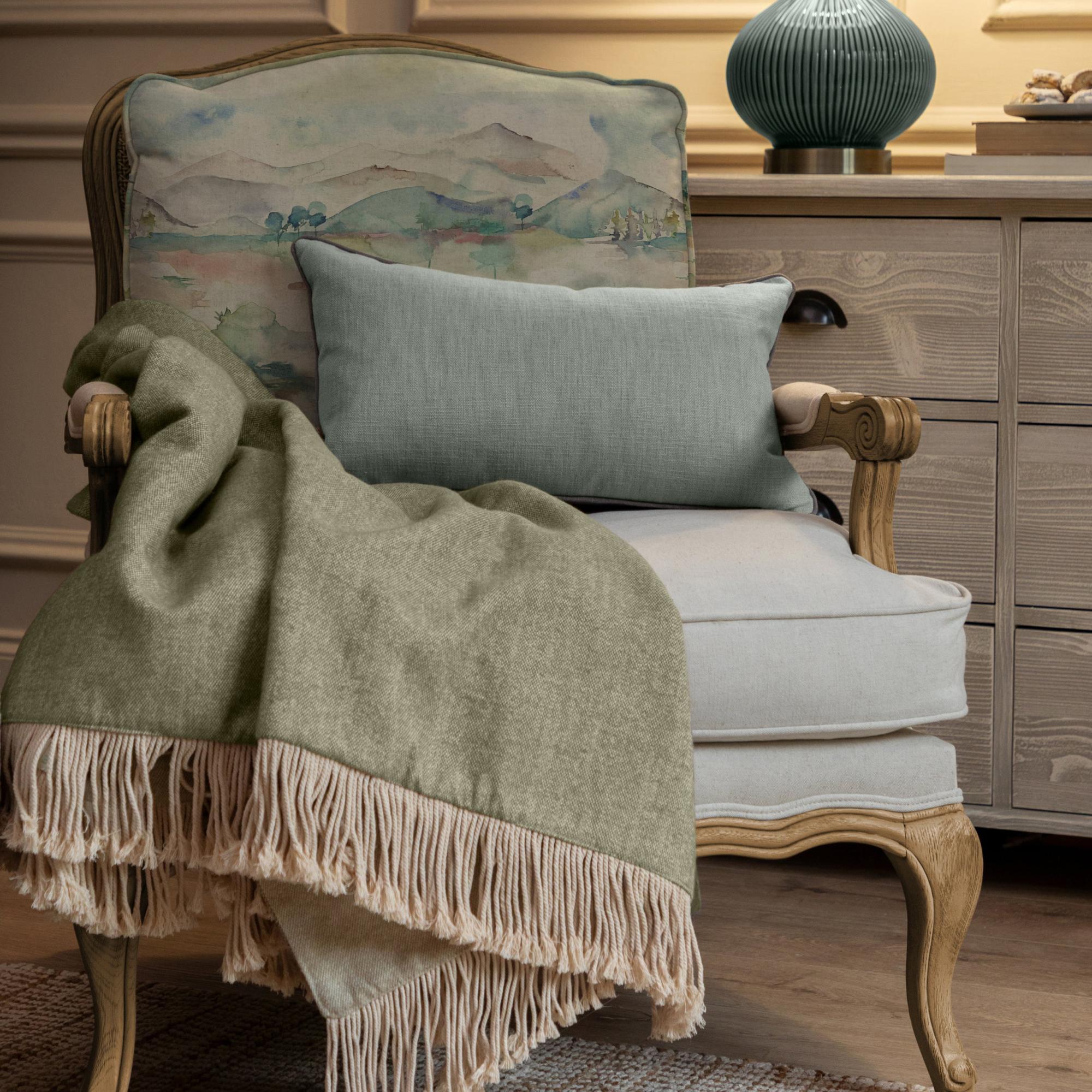 Russet Florence Armchair - Oak and Linen Shores - Printed