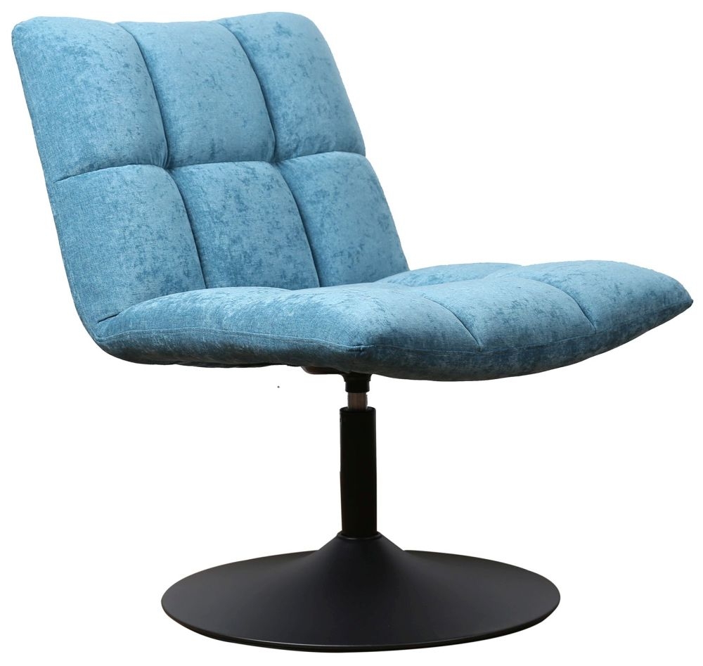 Yerevan Blue Chenille Fabric Swivel Chair