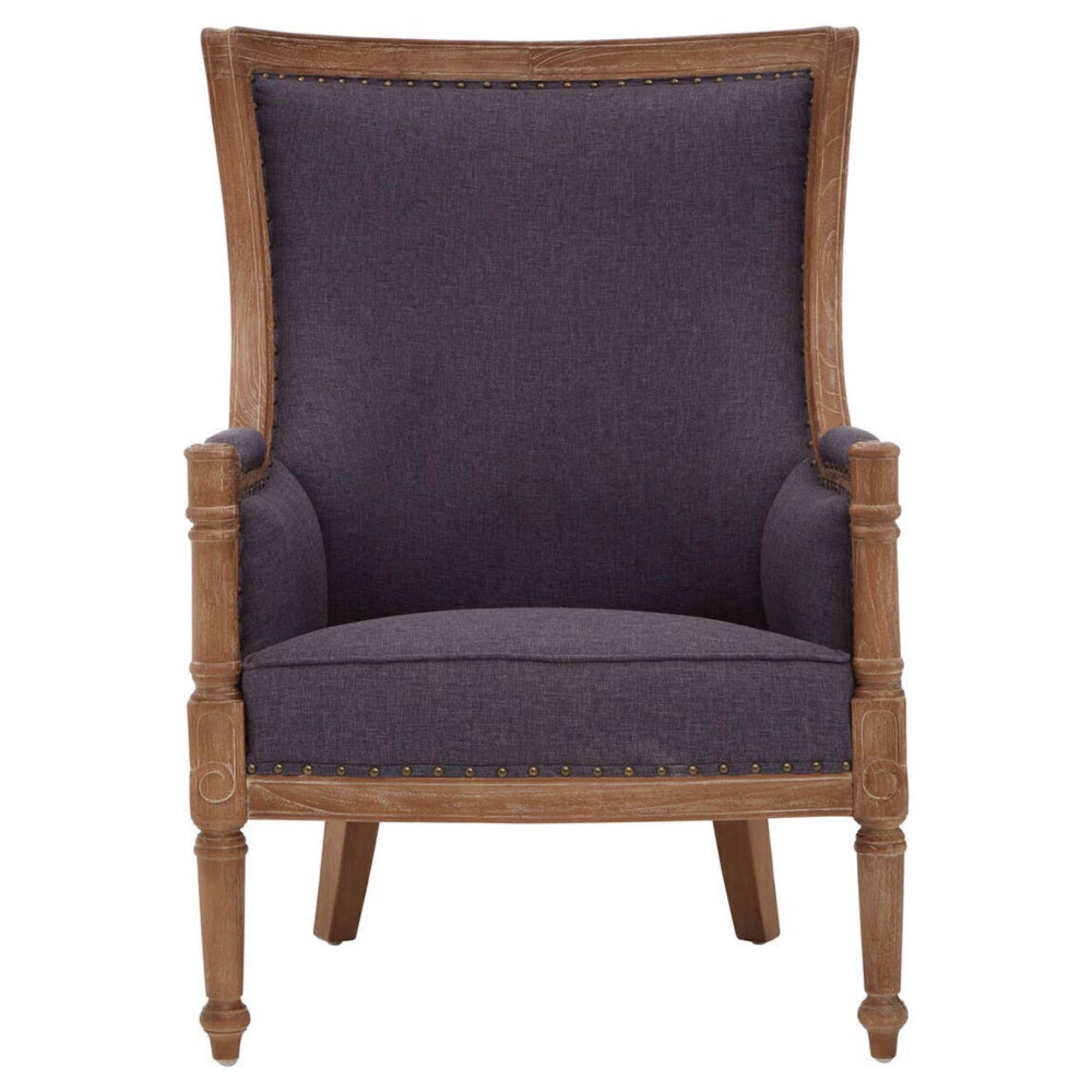 Cabra Armchair - Graphite Grey Fabric with Mahogany Wood Frame