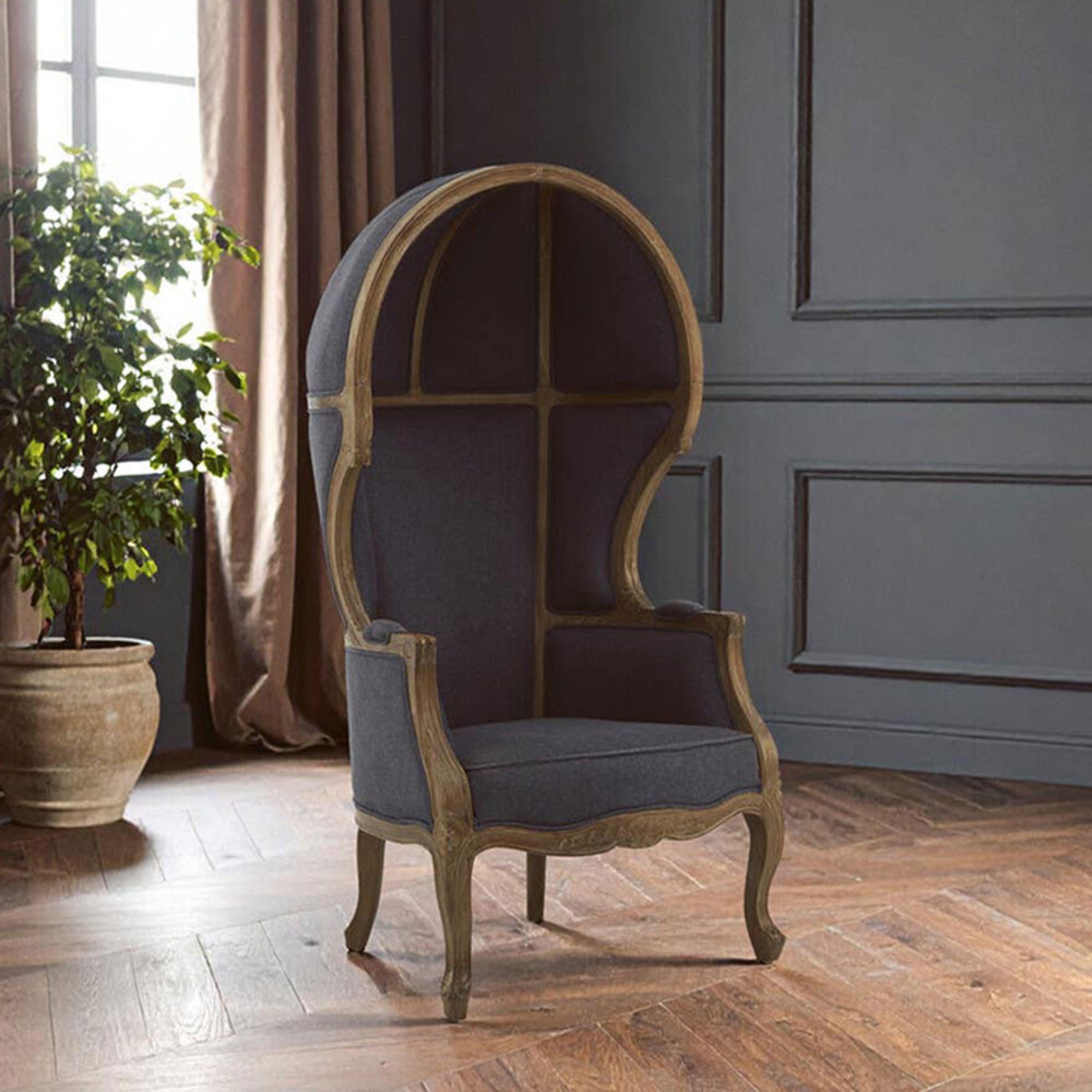 Cabra Dome Armchair - Graphite Grey Fabric with Wood Frame
