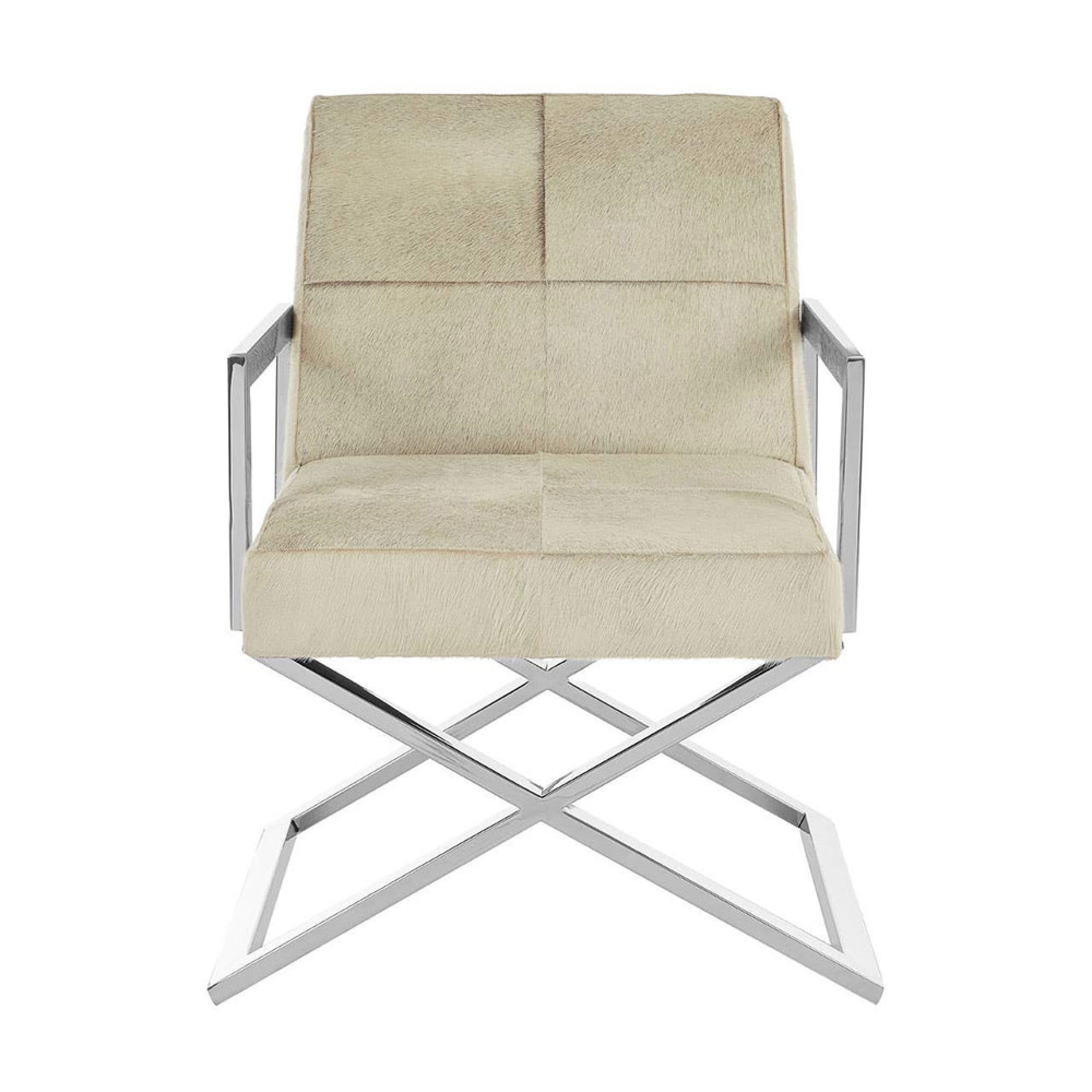 Kensington Townhouse Armchair - Grey Leather with Silver Metal