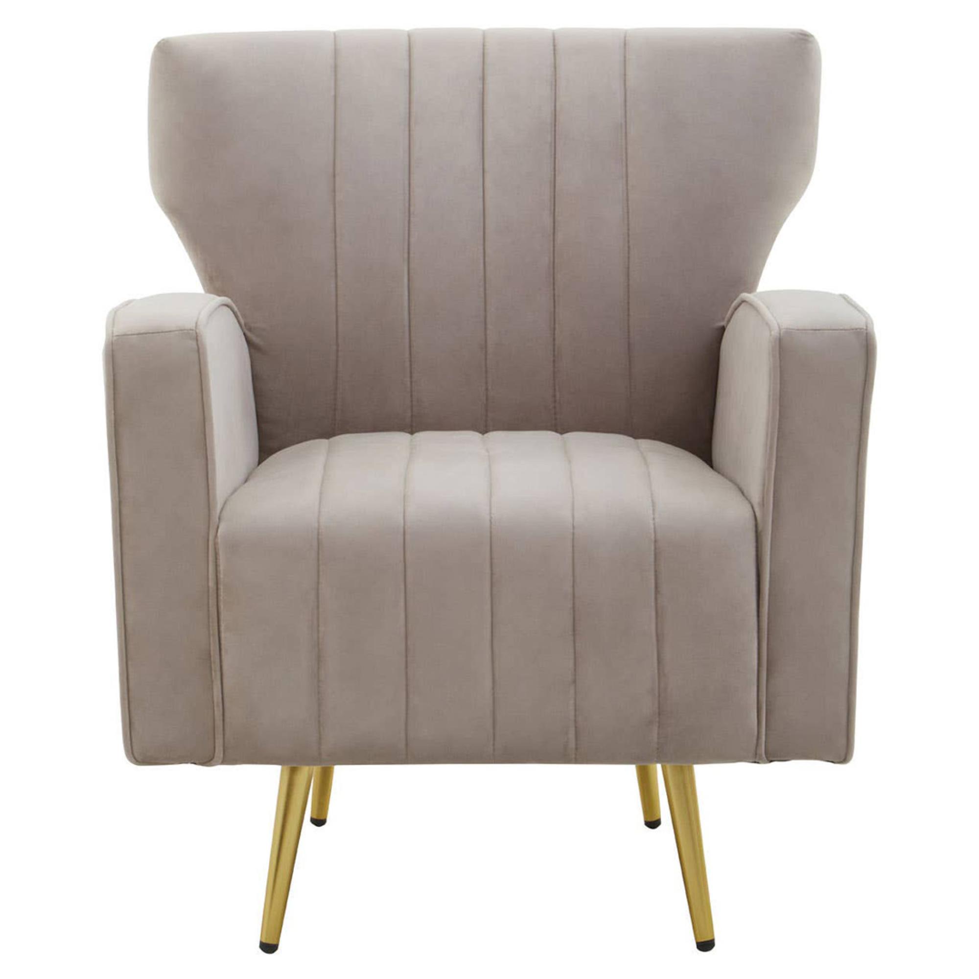 Hayley Armchair - Mink Velvet with Gold Metal Legs