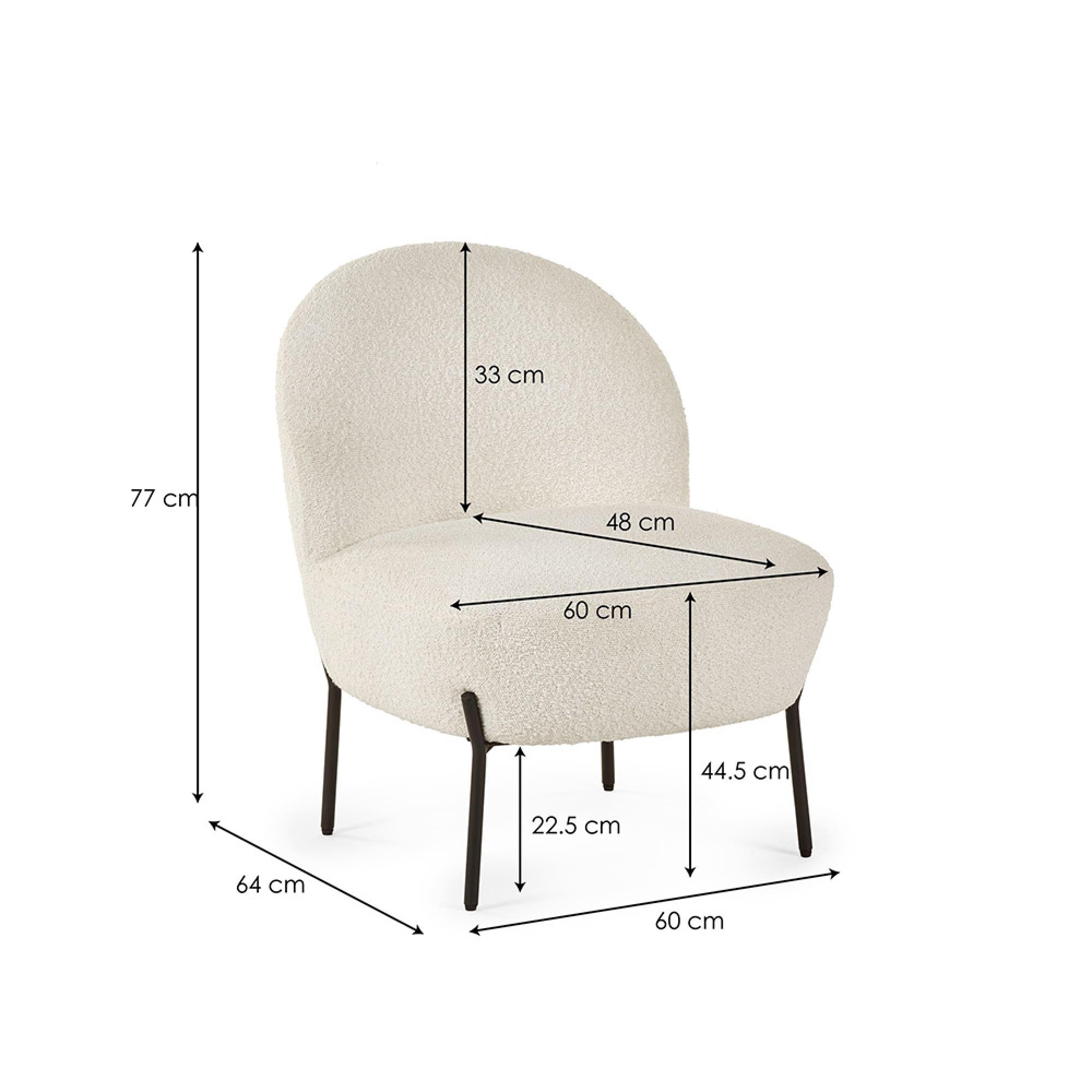 Lulu Accent Chair - Ivory Boucle Fabric
