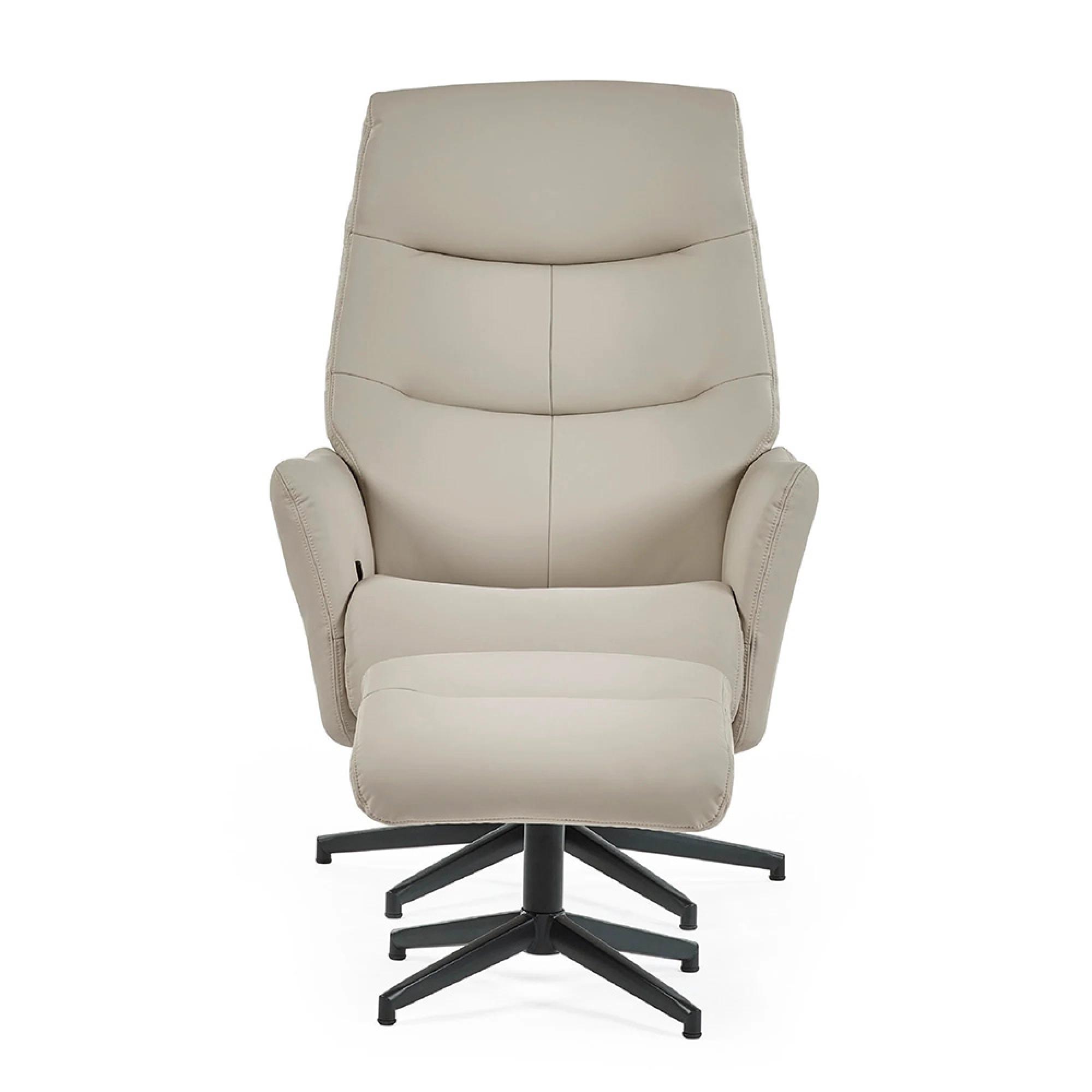 Priya Armchair with Footstool - Grey Fabric
