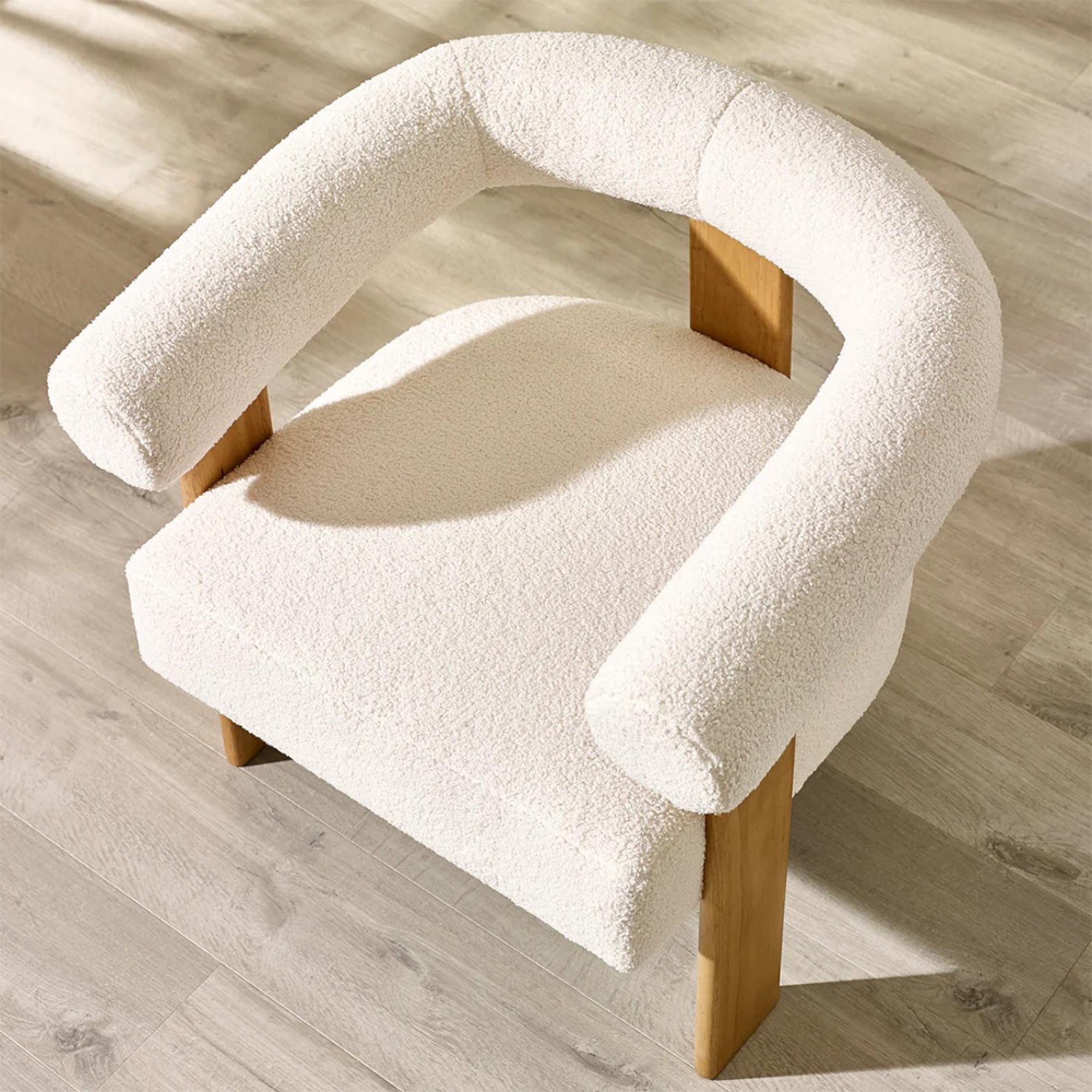 Freya Accent Chair - White Boucle Fabric