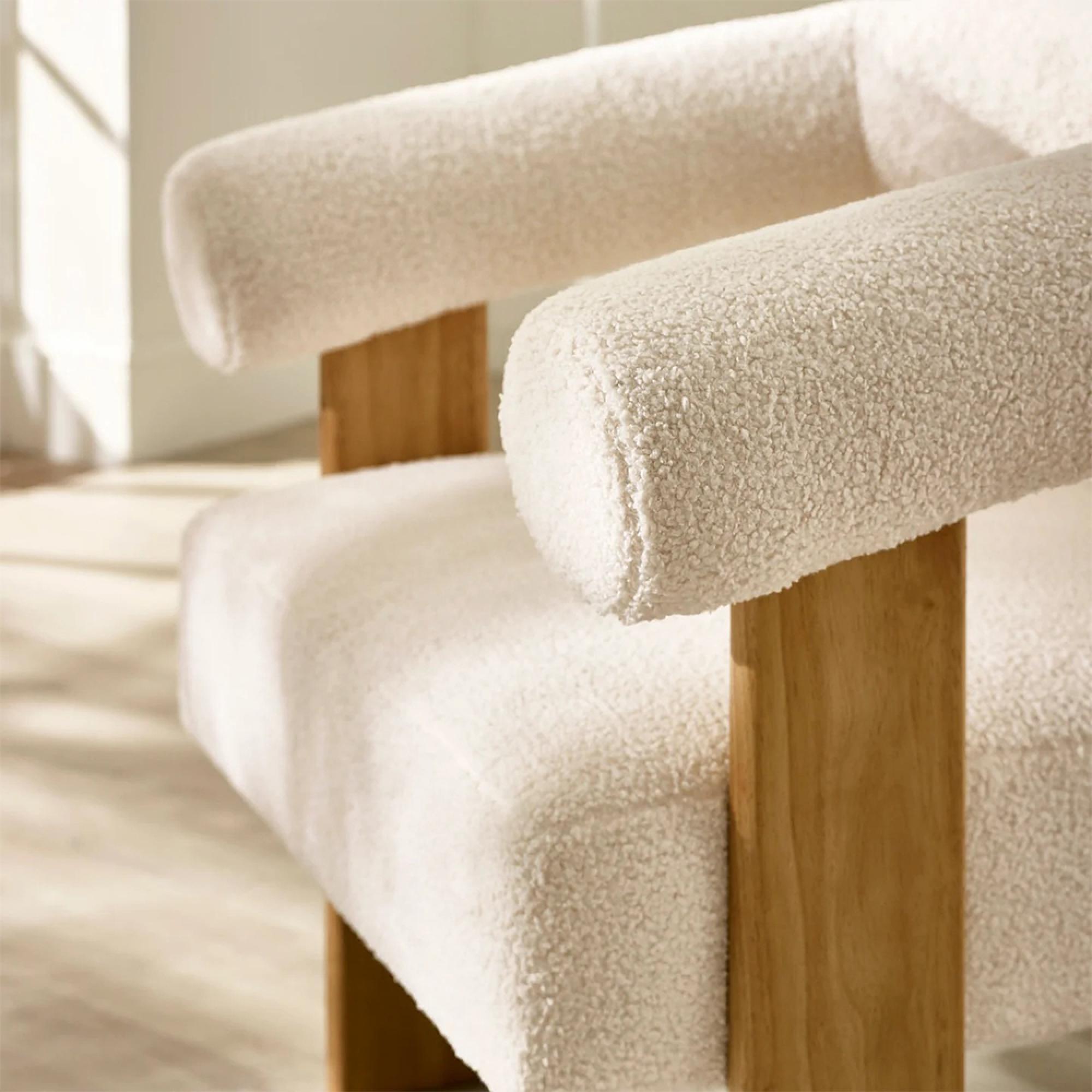 Freya Accent Chair - White Boucle Fabric