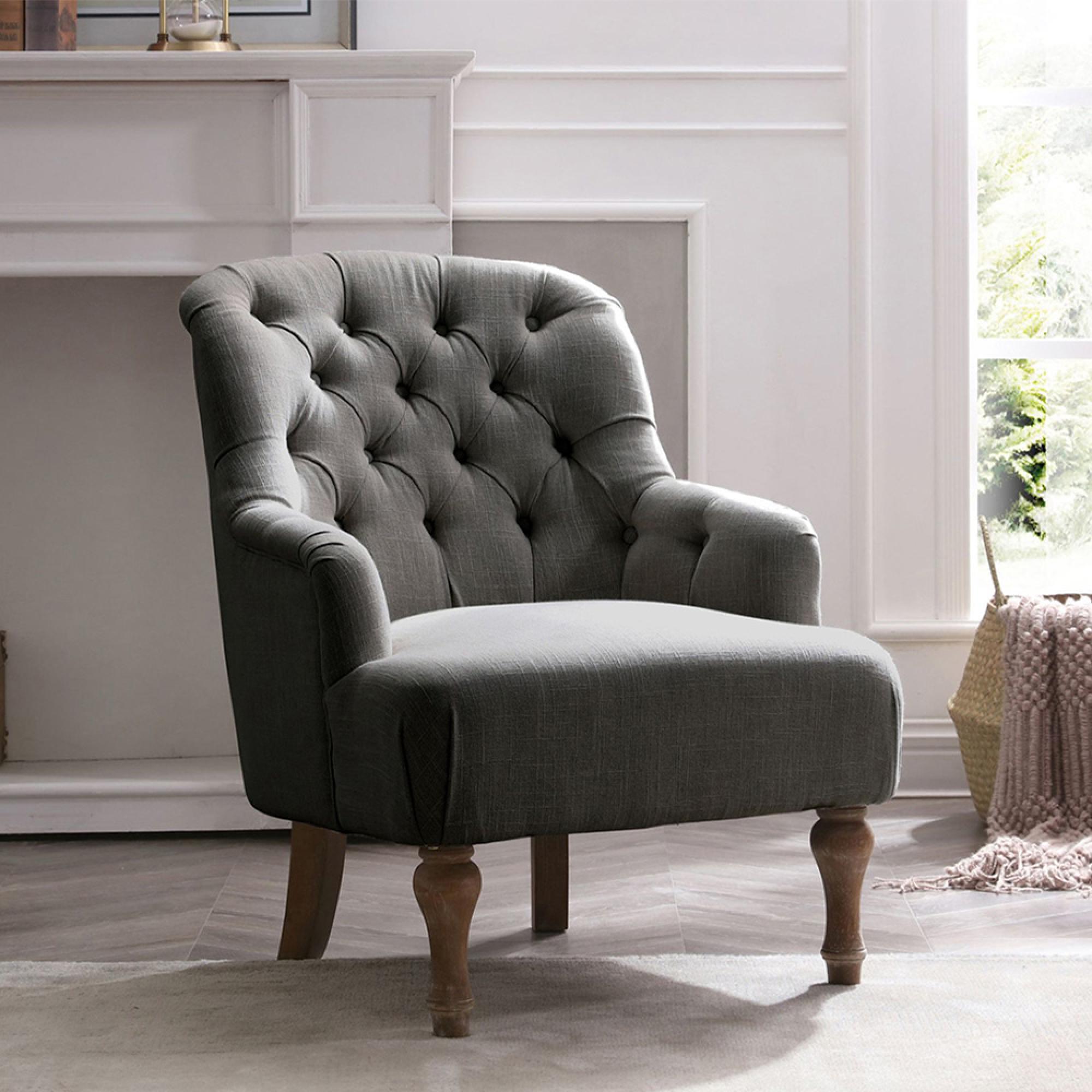 Bianca Armchair - Antheia Charcoal Linen Fabric