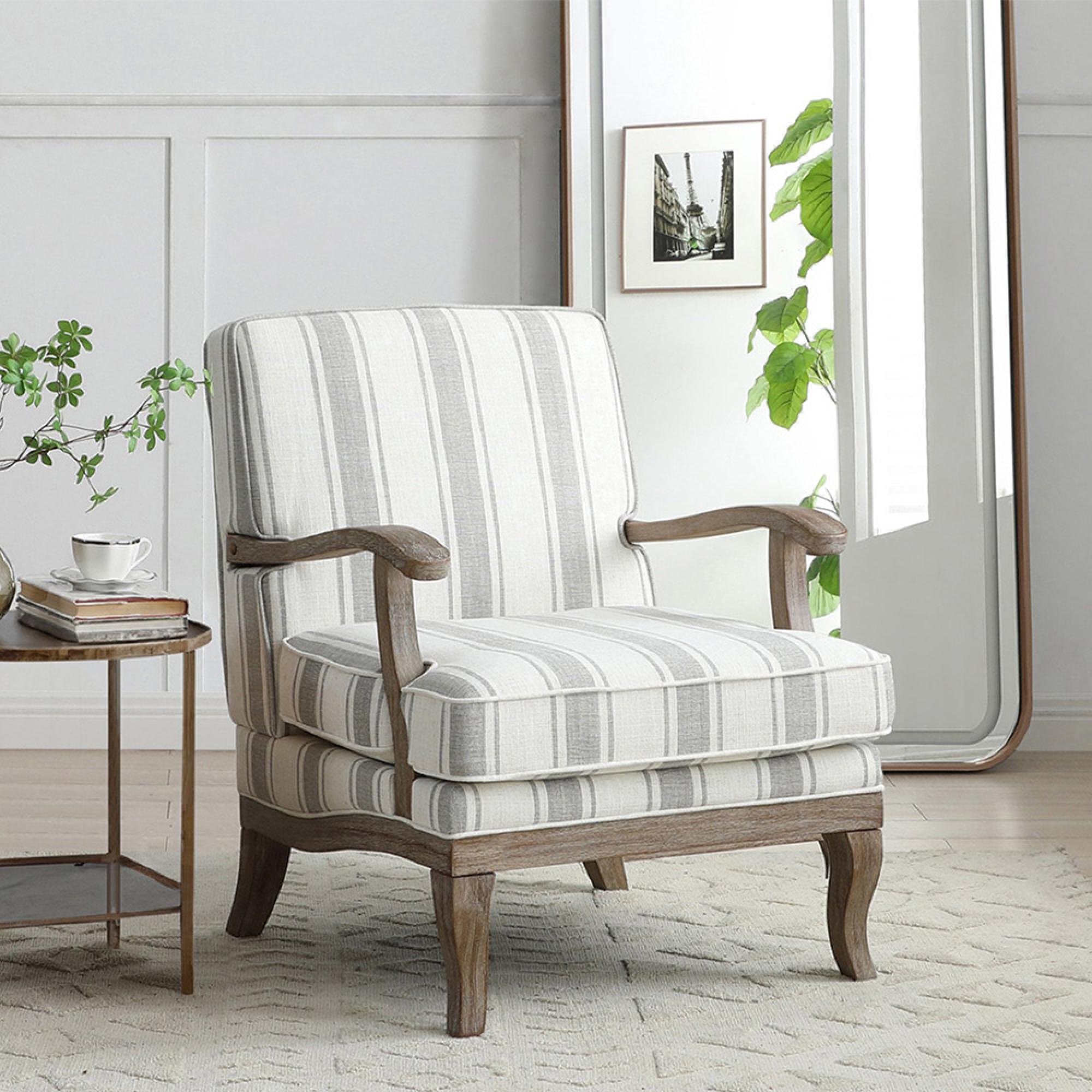 Colwell Armchair - Gaia Textured Stripe Natural Fabric