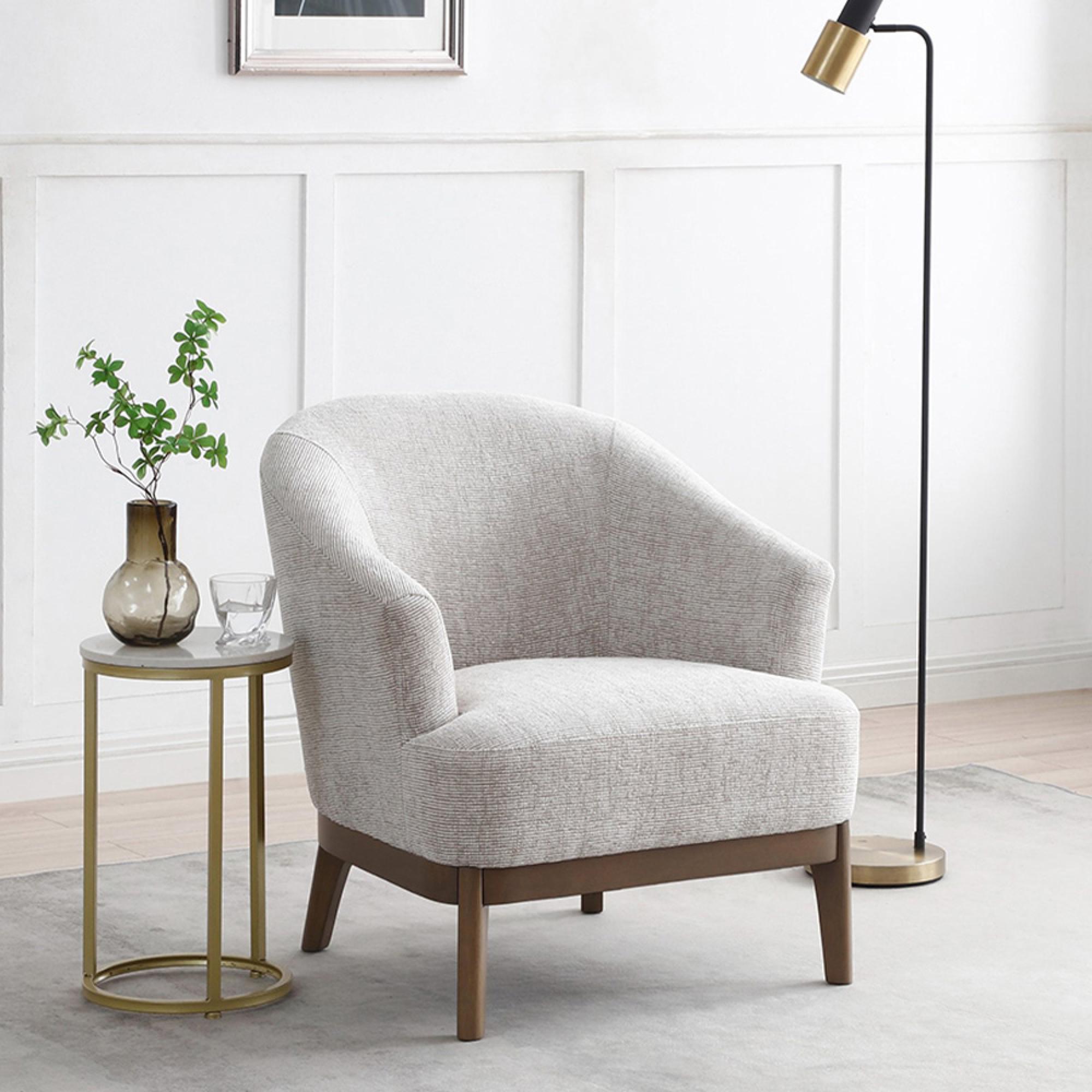 Ella Tub Chair - Leto Woven Chenille Natural Fabric