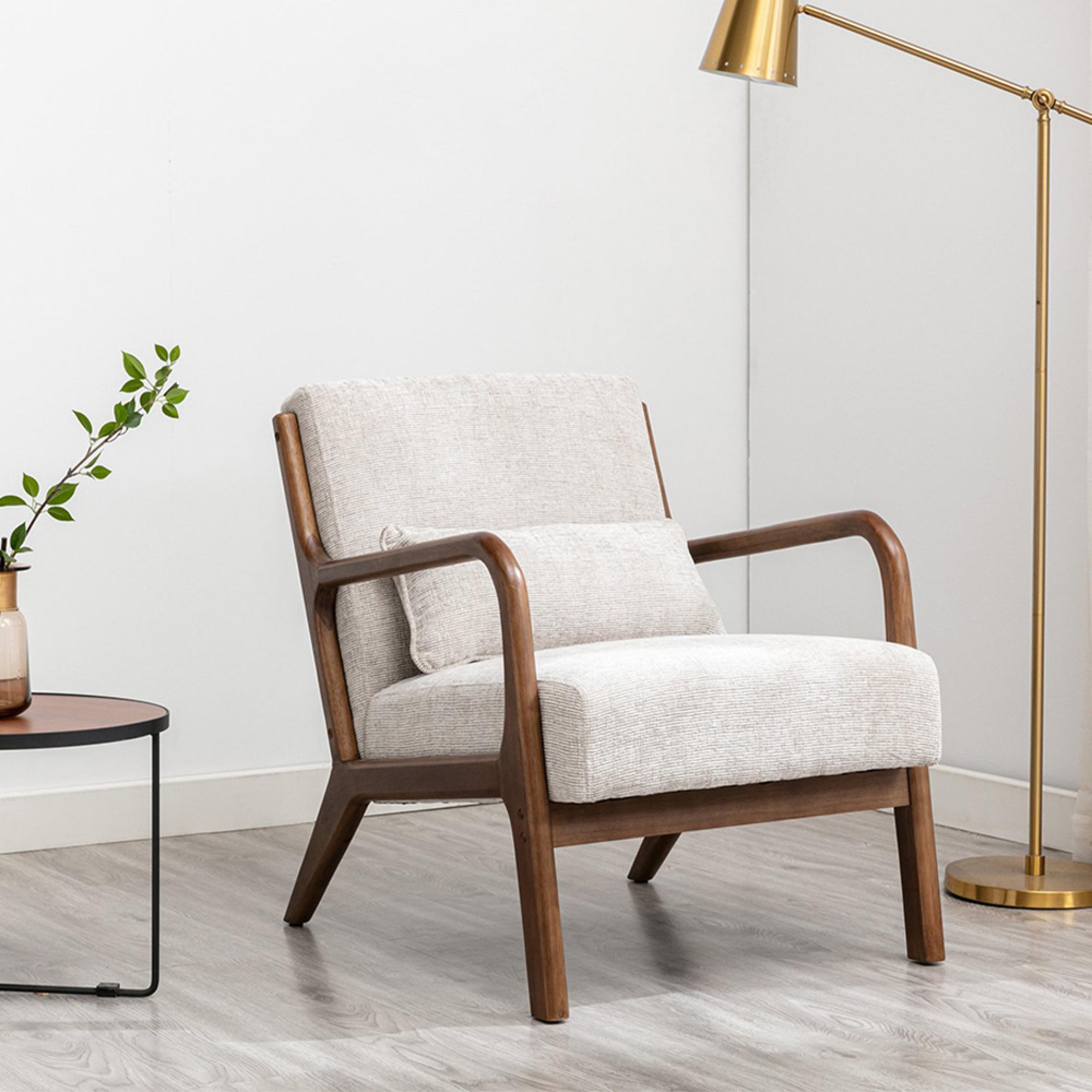 Inca Armchair - Leto Natural Woven Chenille Fabric
