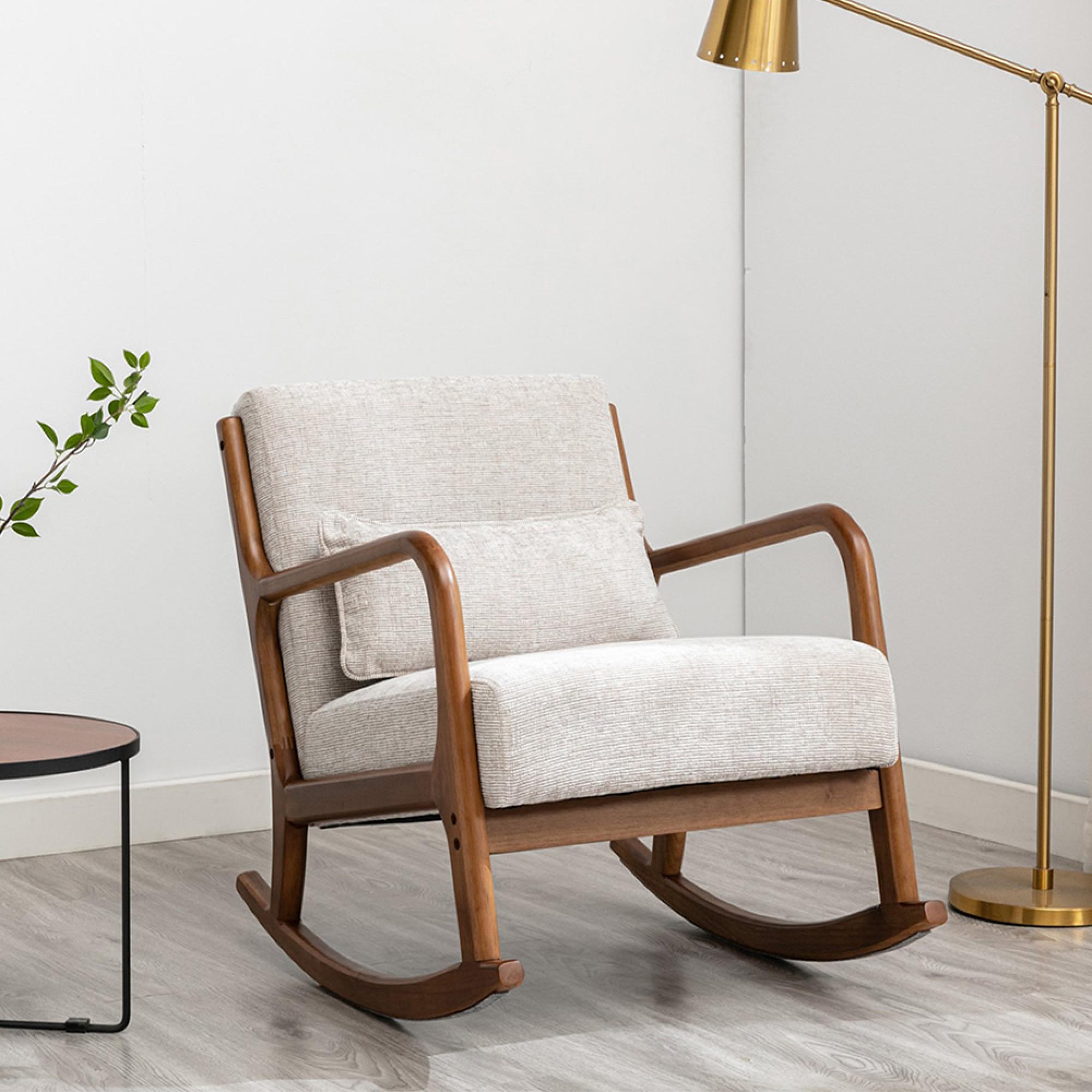 Inca Rocking Armchair - Natural Cream Fabric