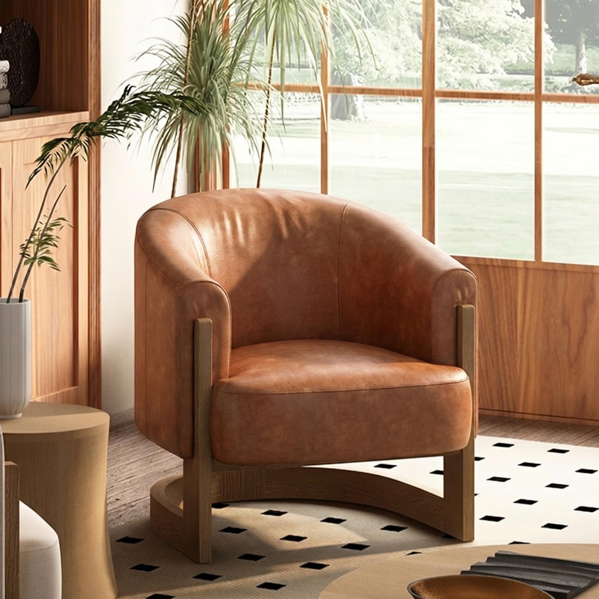 Lennox Tub Chair - Tan Leather