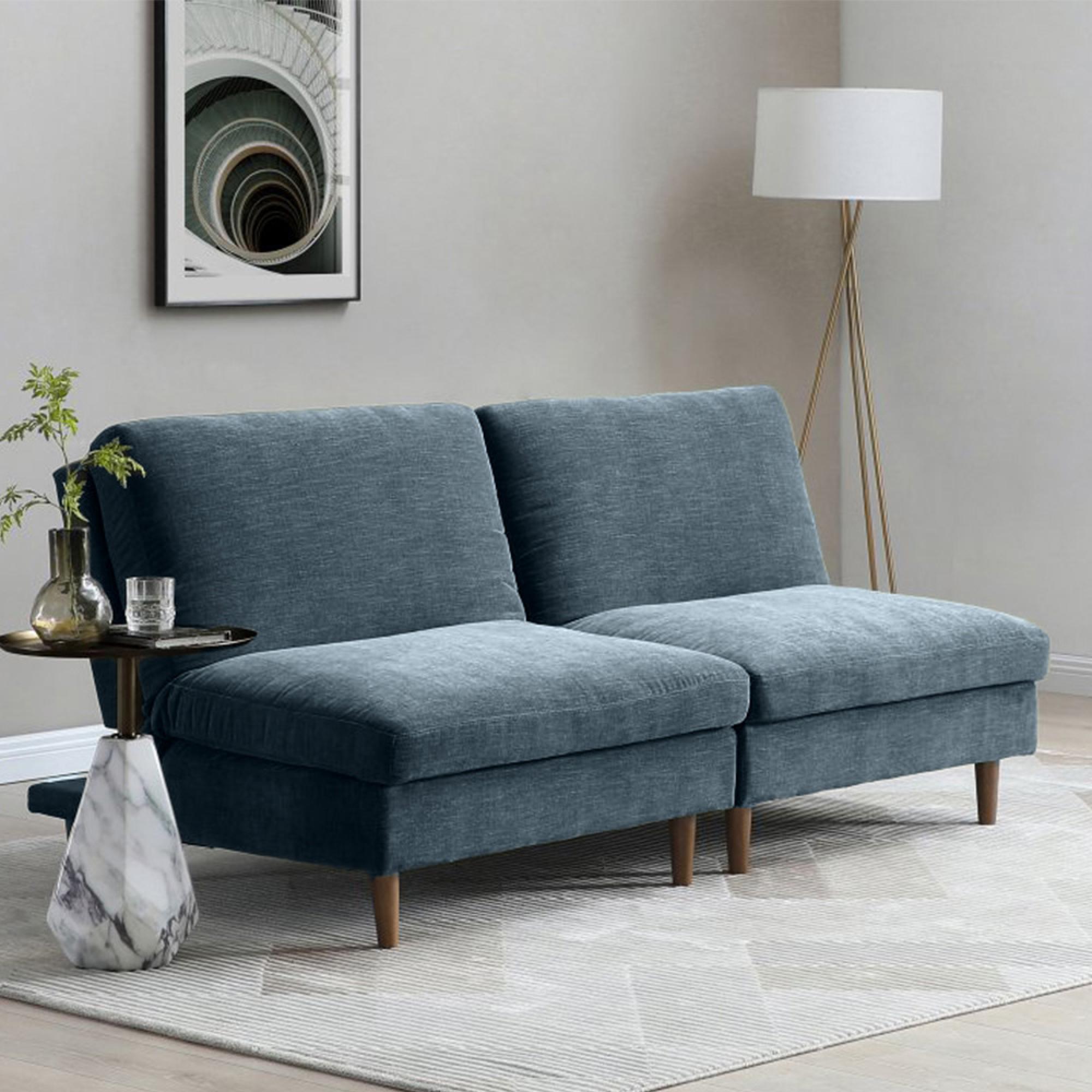 Scott Click Clack Chair - Eryx Chenille Navy Blue Fabric