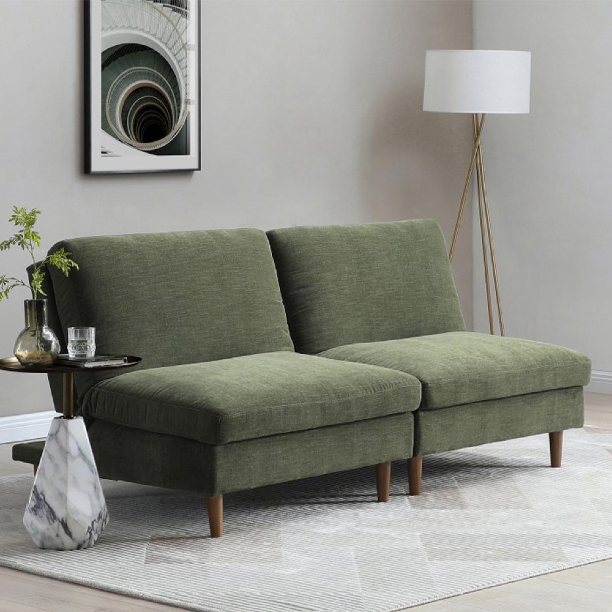 Scott Click Clack Chair - Eryx Chenille Olive Green Fabric