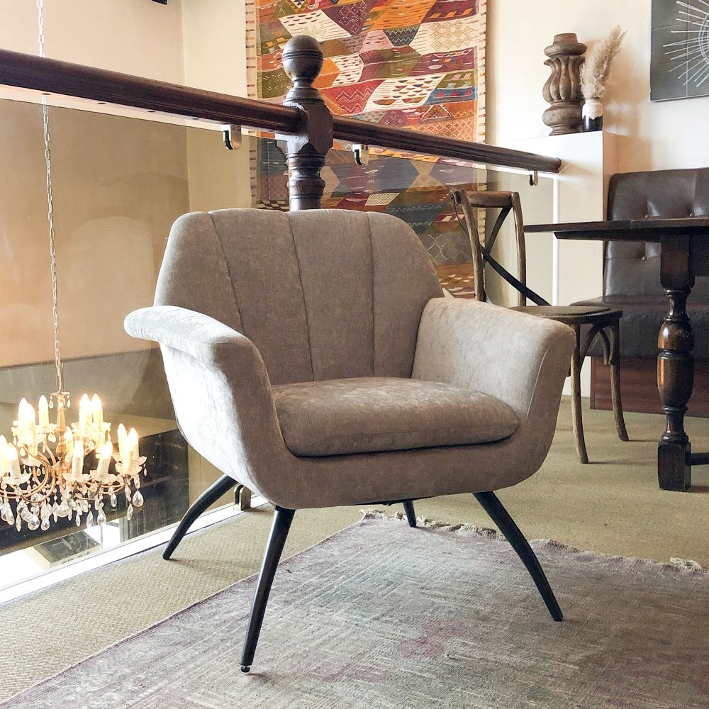 Amalfi Accent Chair - Chenille Fabric - Grey