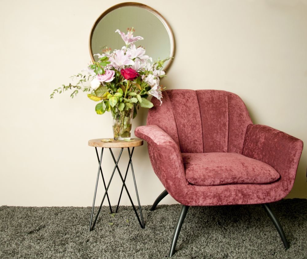 Amalfi Accent Chair - Chenille Fabric - Pink