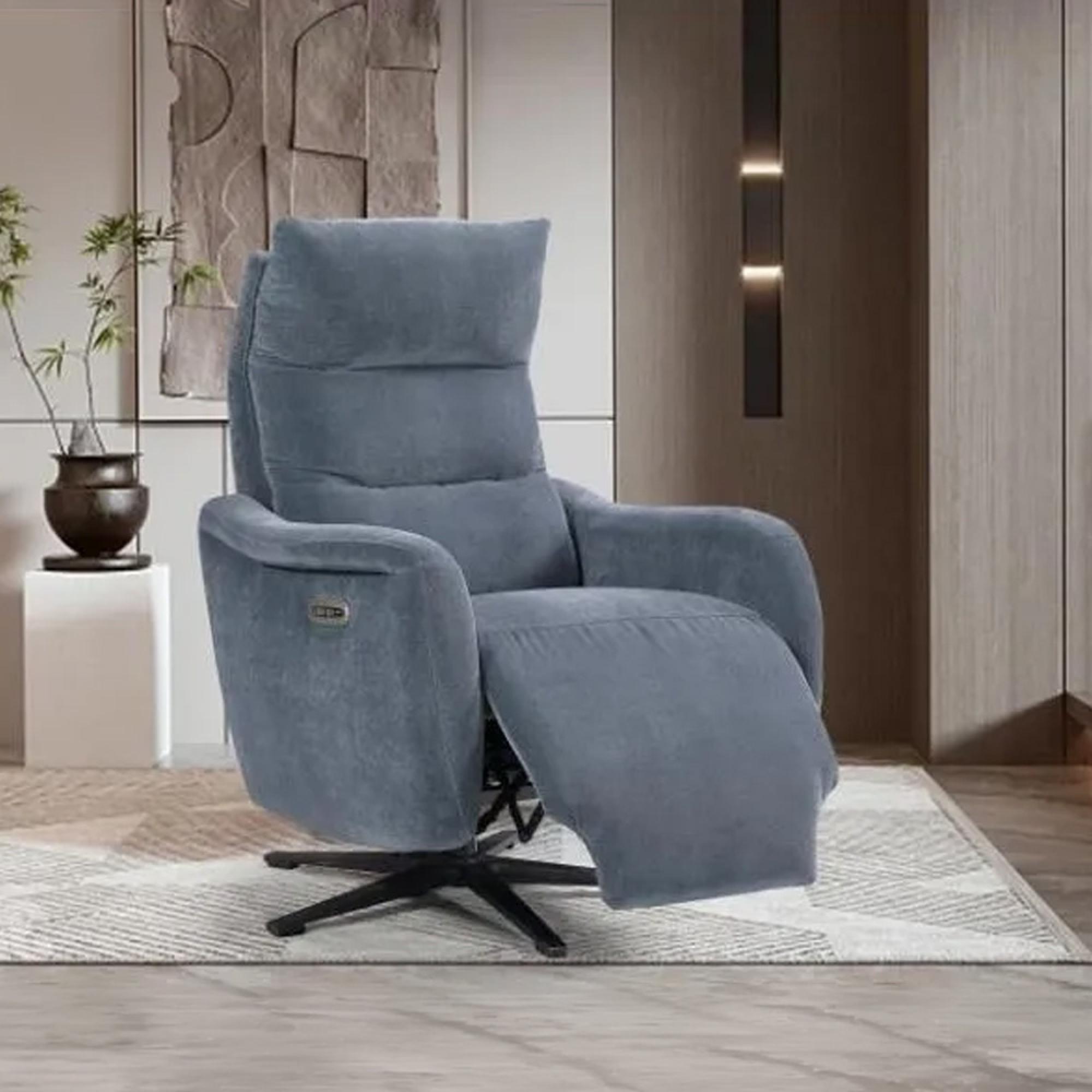 Apollo Swivel Power Recliner Chair - Blue