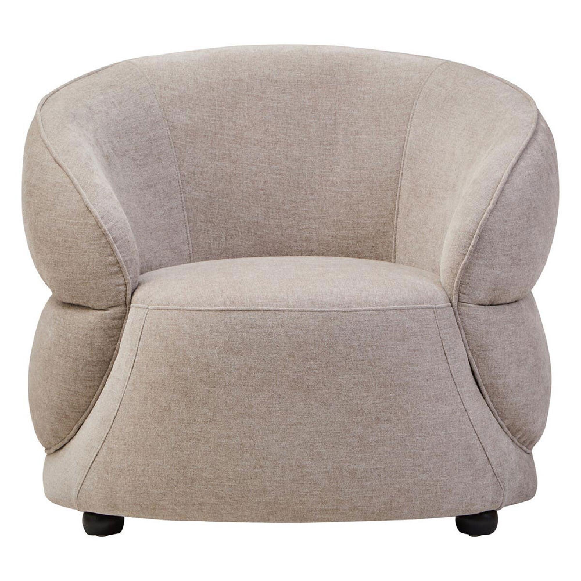 Daphne Chair - Curved - Taupe Chenille Fabric
