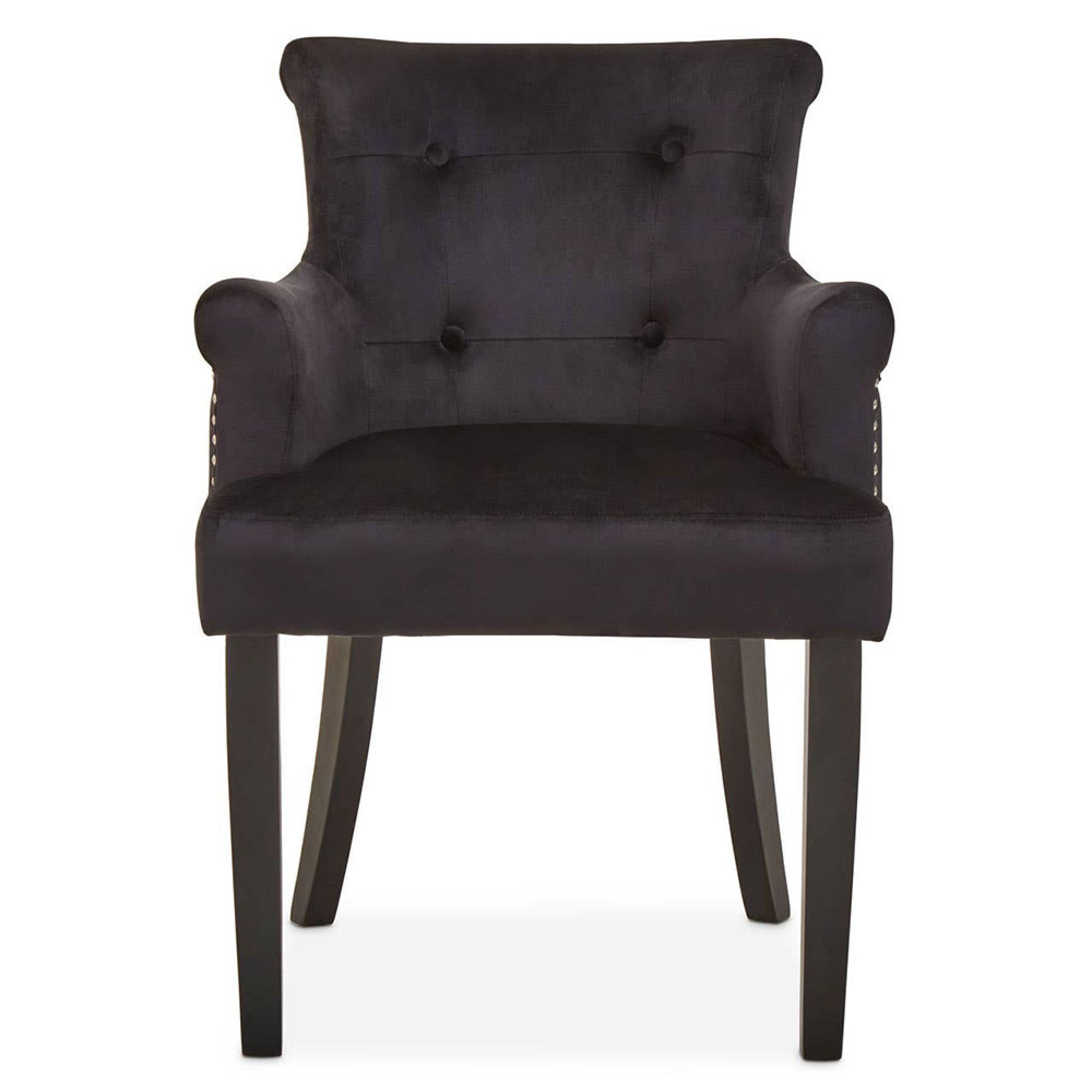 Doucet Chair - Black Velvet Fabric with Ring Back