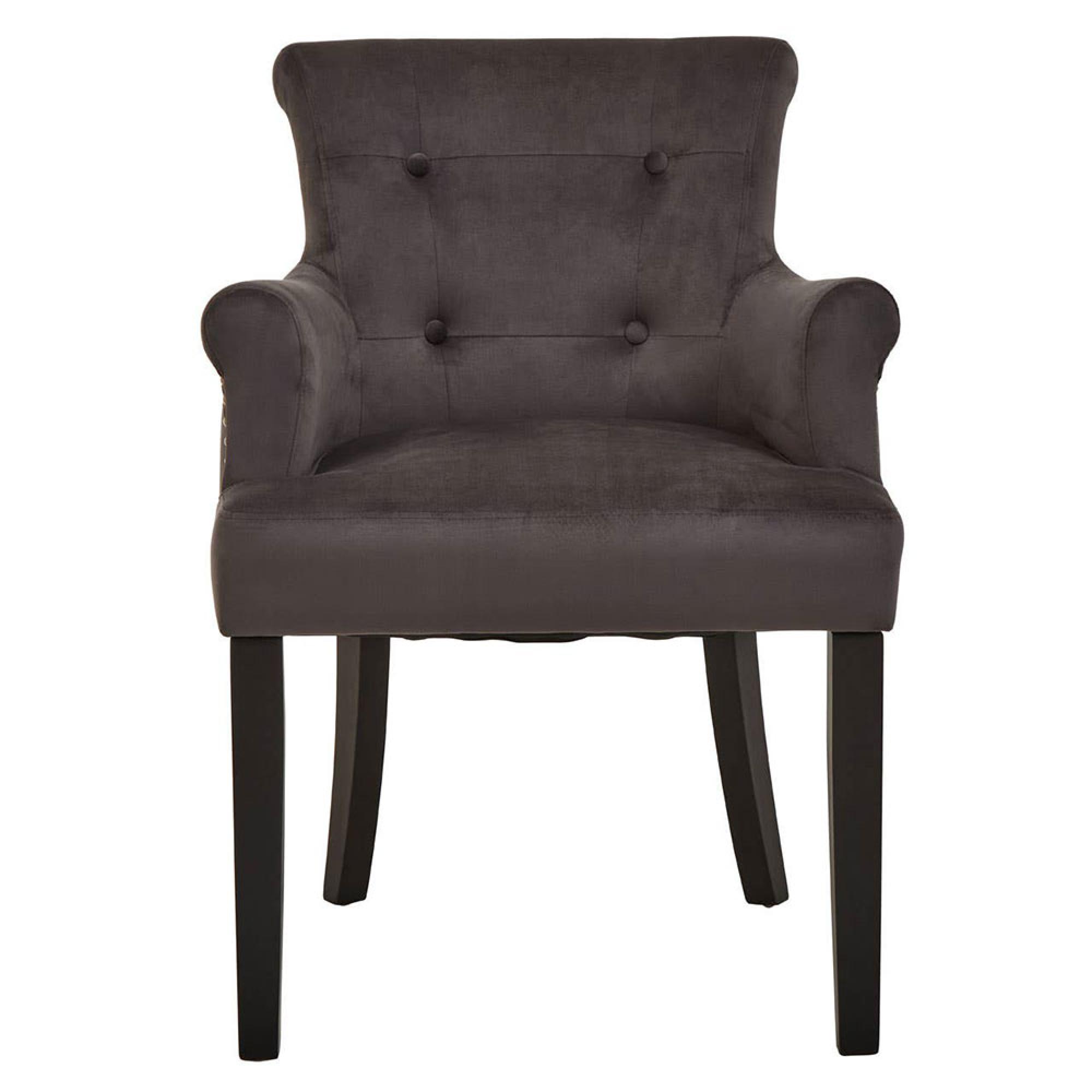 Doucet Chair - Grey Velvet Fabric with Ring Back