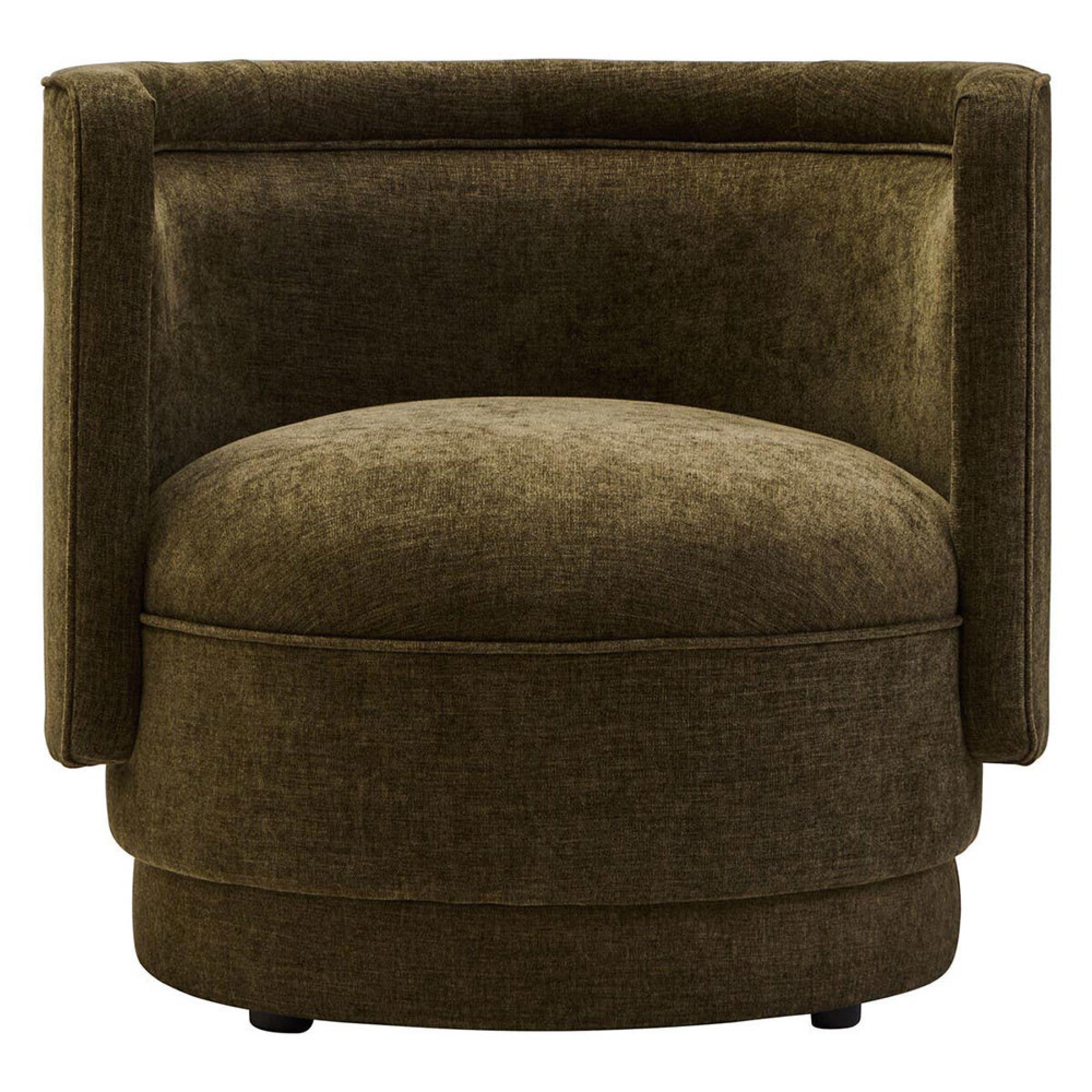 Drake Accent Chair - Curved - Forest Green Chenille Fabric