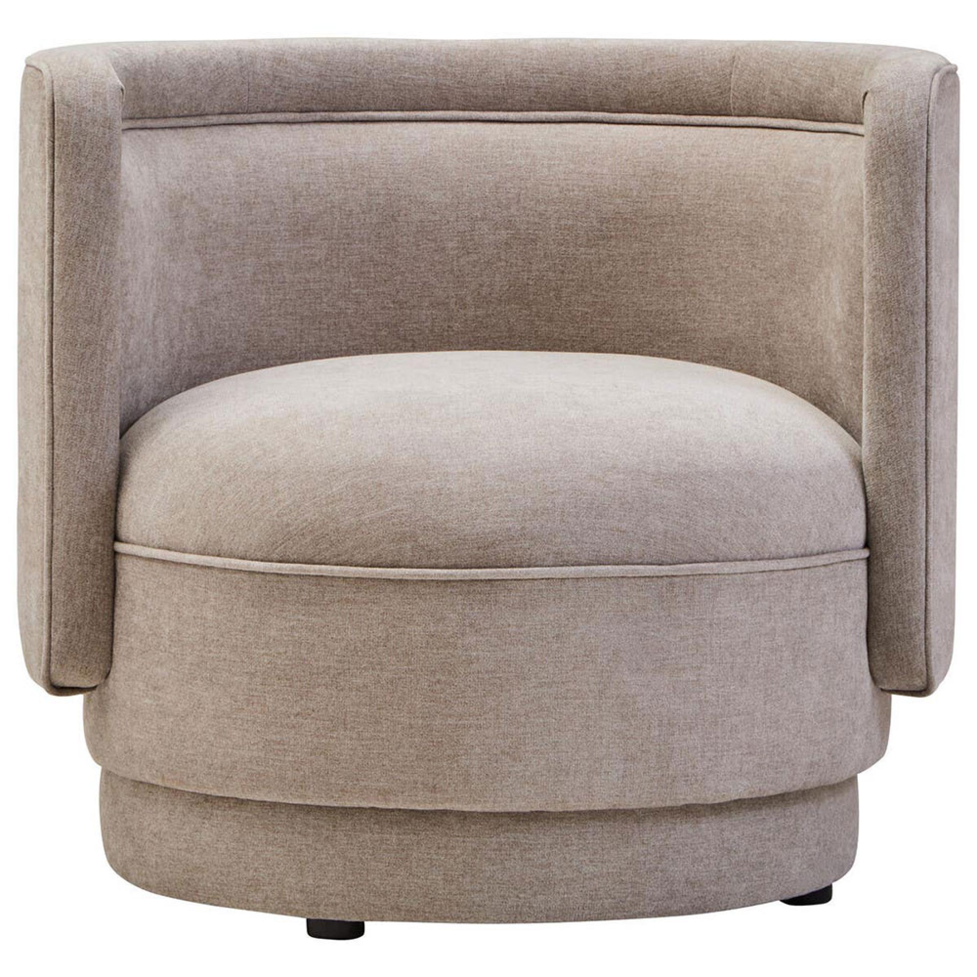 Drake Accent Chair - Curved - Taupe Chenille Fabric