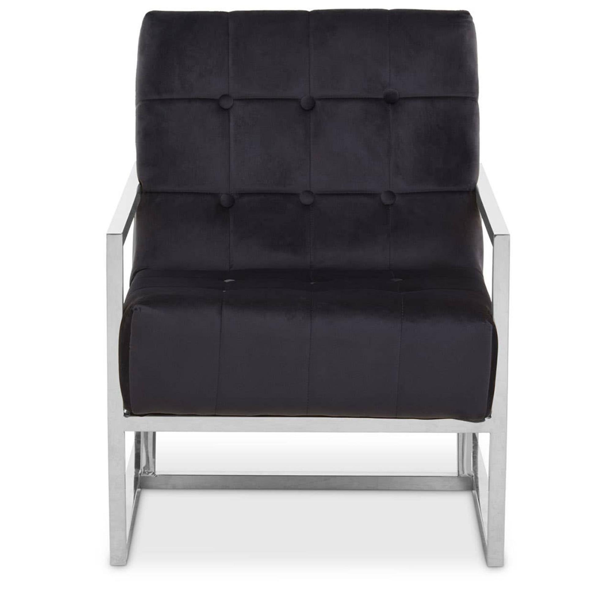 Hana Armchair - Black Velvet with Chrome Frame