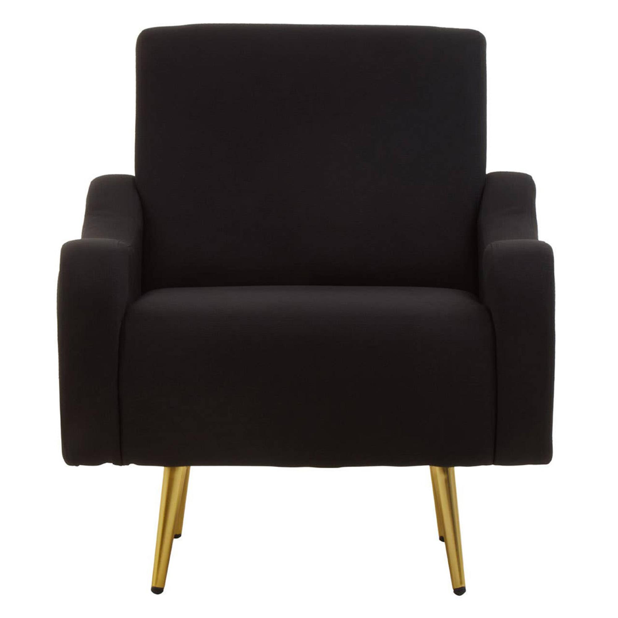 Holli Armchair - Black Fabric with Gold Metal Legs