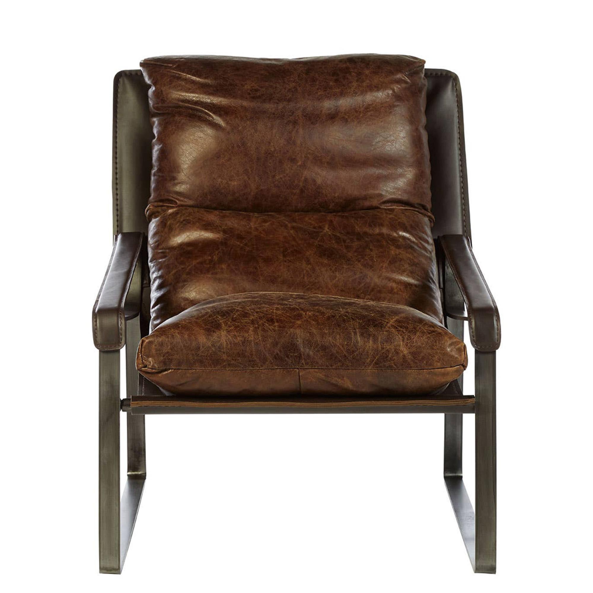 Hoxton Lounge Chair - Distressed Brown Leather