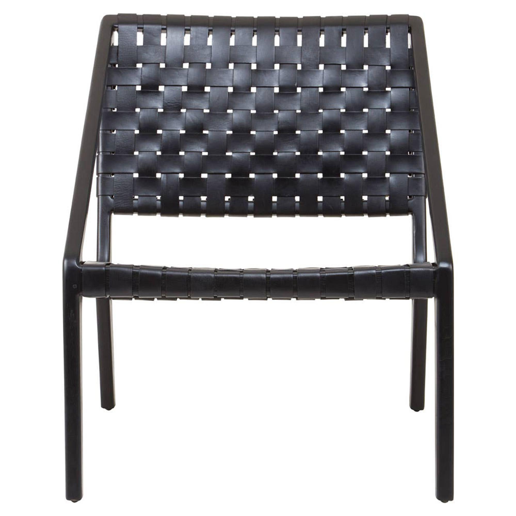 Kendari Chair - Black Woven Leather with Teak Wood