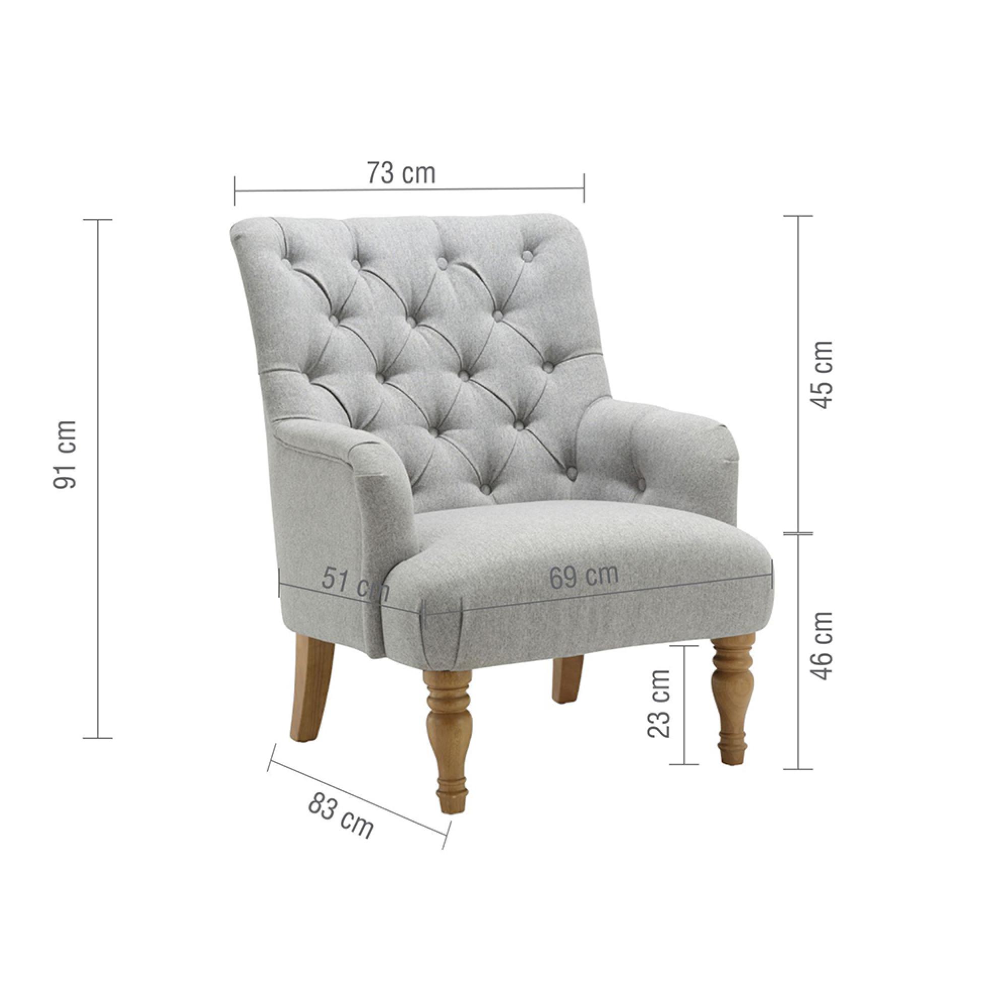 Padstow Highback Armchair - Grey Fabric