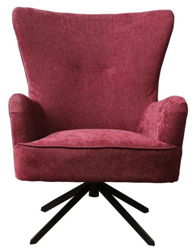 Salinas Berry Pink Chenille Fabric Swivel Armchair