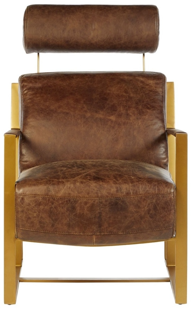 Bricelyn Genuine Brown Leather Lounge Chair