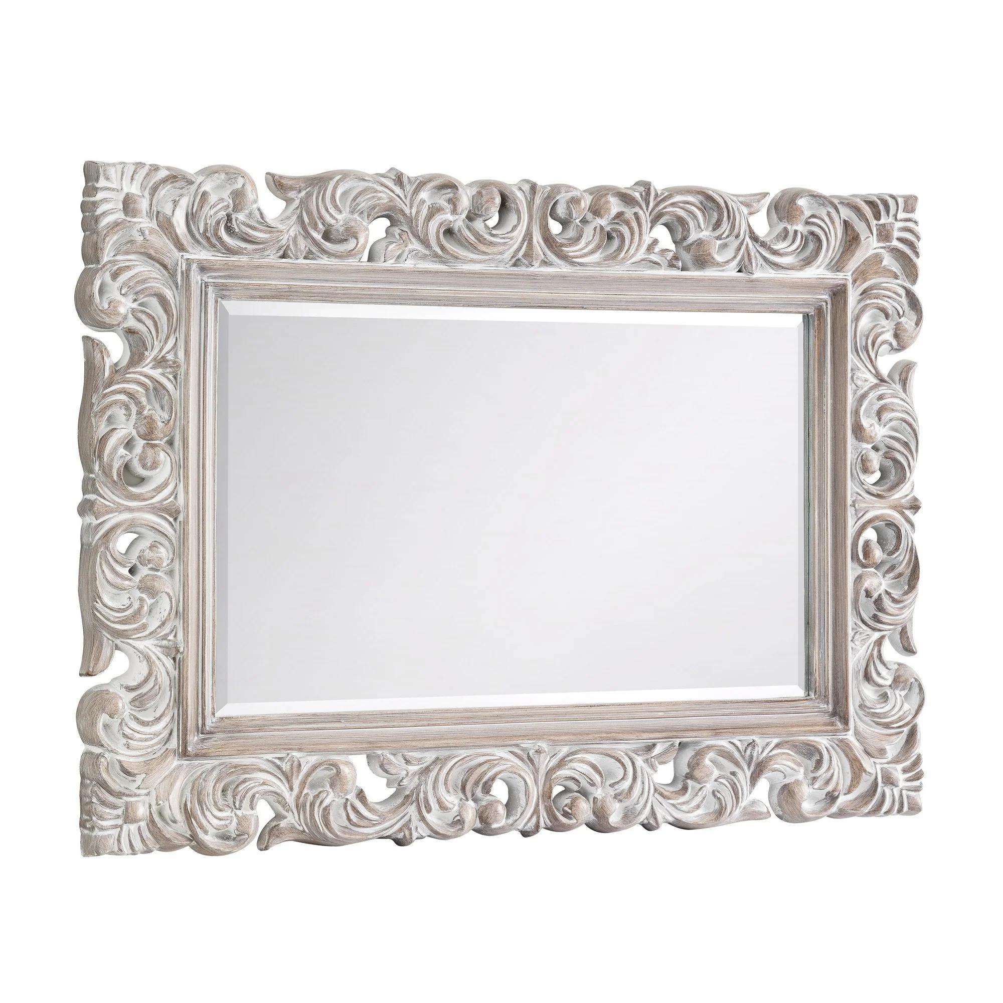 Baroque Wall Mirror - Rectangular - White