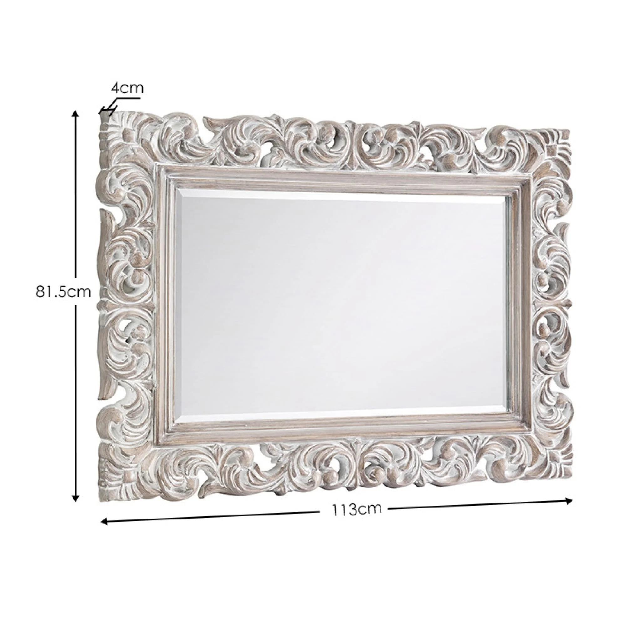 Baroque Wall Mirror - Rectangular - White