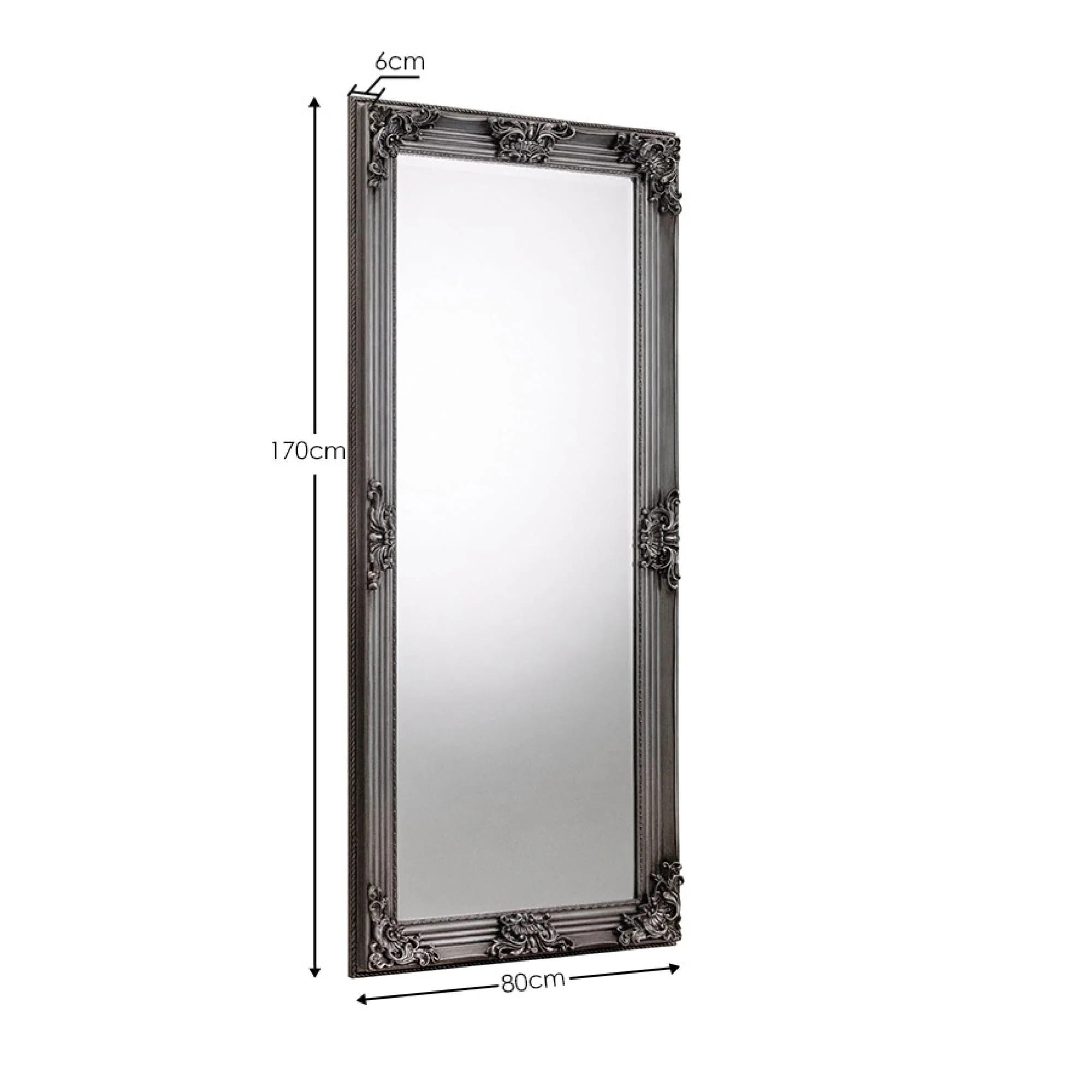 Rococo Leaner Mirror - Rectangular - Pewter