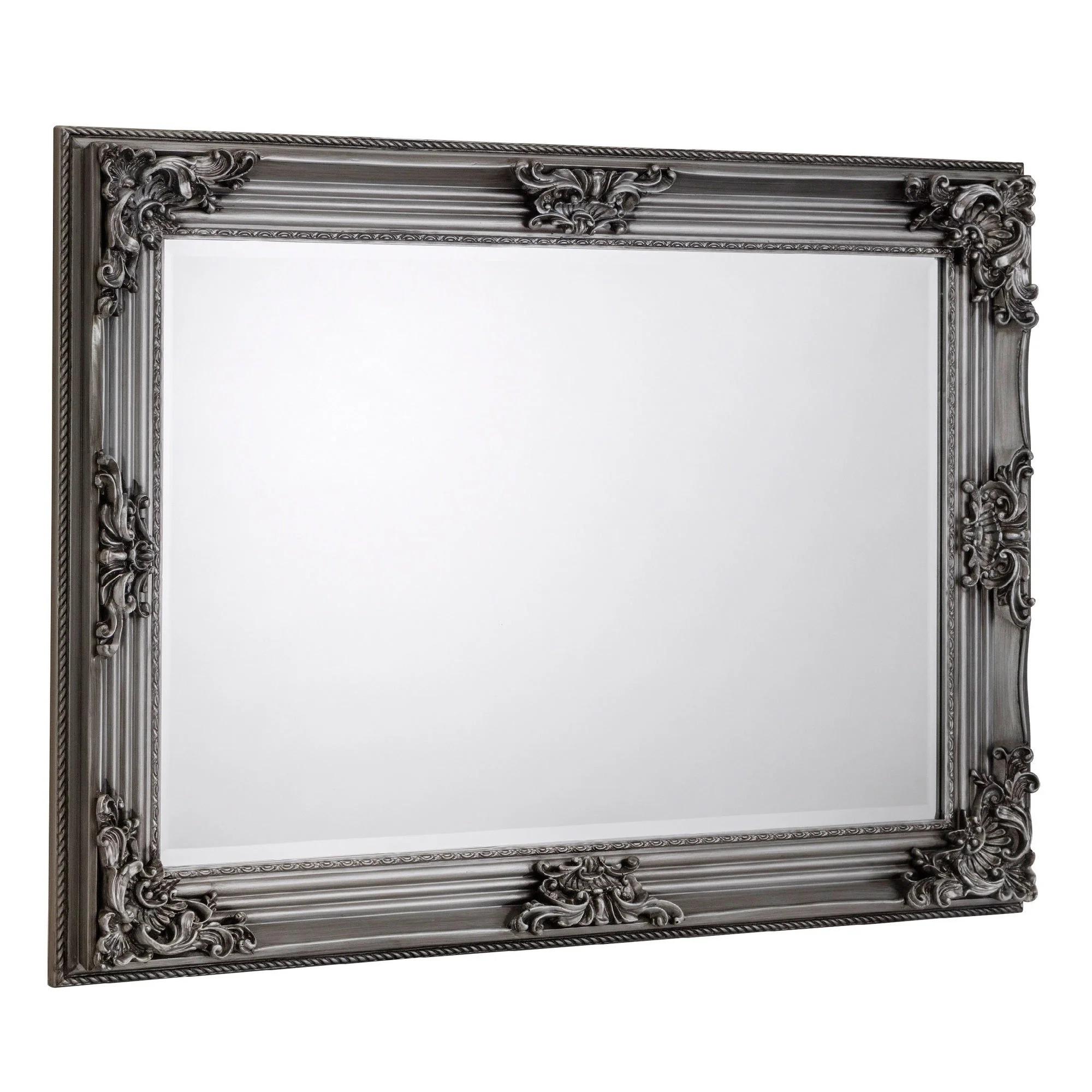 Rococo Wall Mirror - Rectangular - Pewter