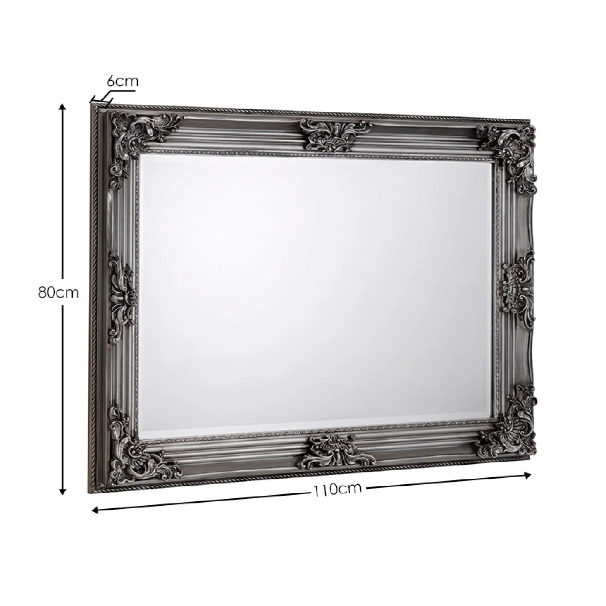 Rococo Wall Mirror - Rectangular - Pewter
