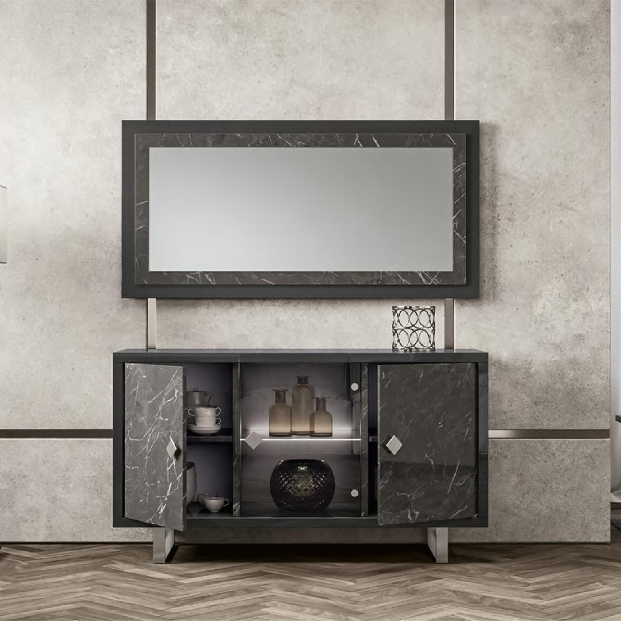 Carvelle Dark Grey Wall Mirror