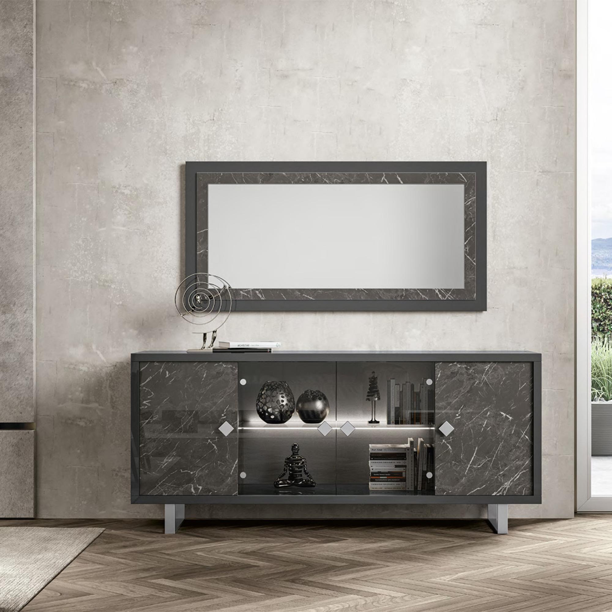 Carvelle Dark Grey Wall Mirror