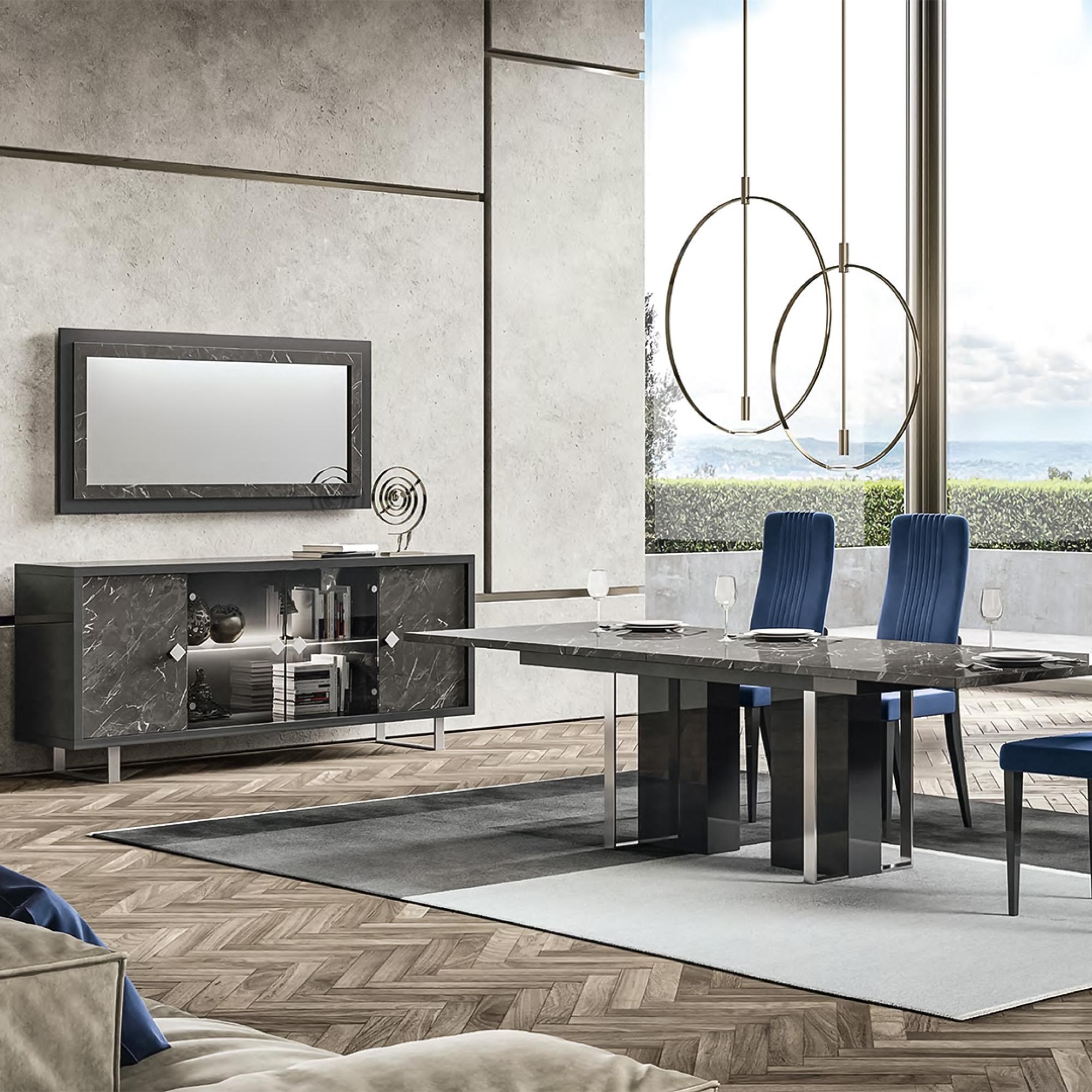 Carvelle Dark Grey Wall Mirror