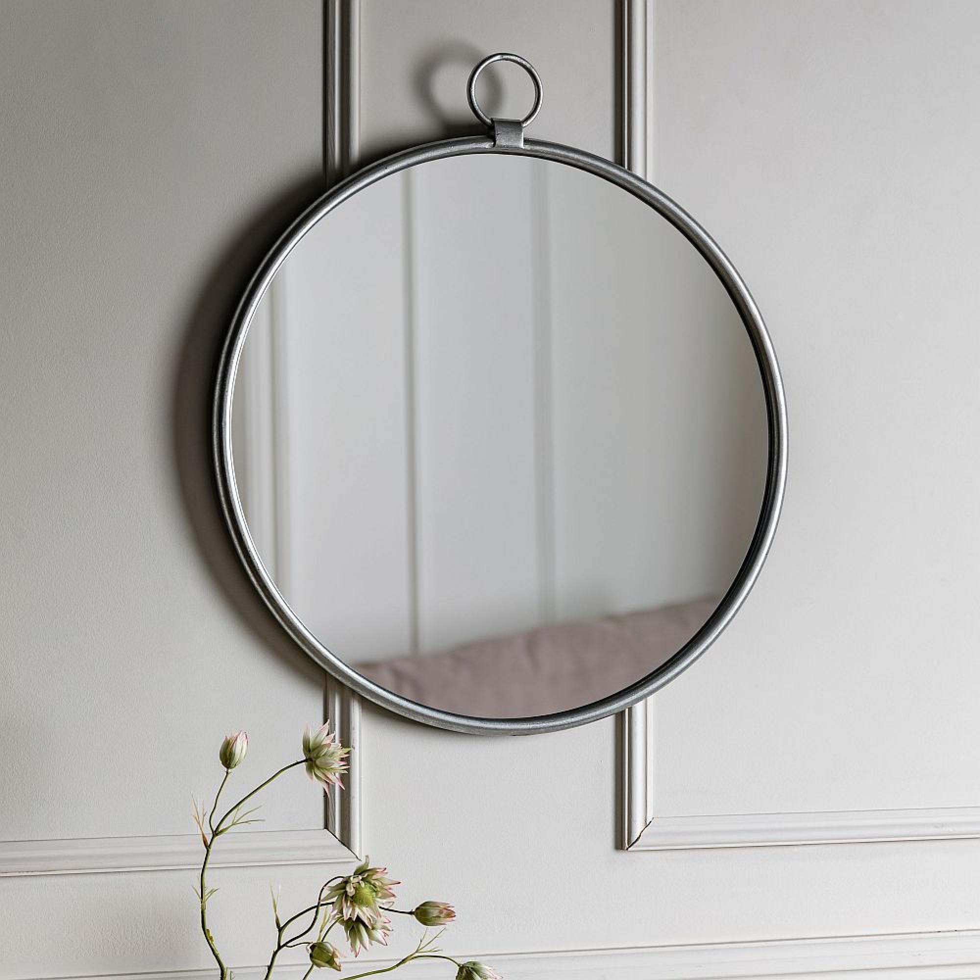 Clearance - Collins Silver Round Mirror - 61cm x 70cm - A209