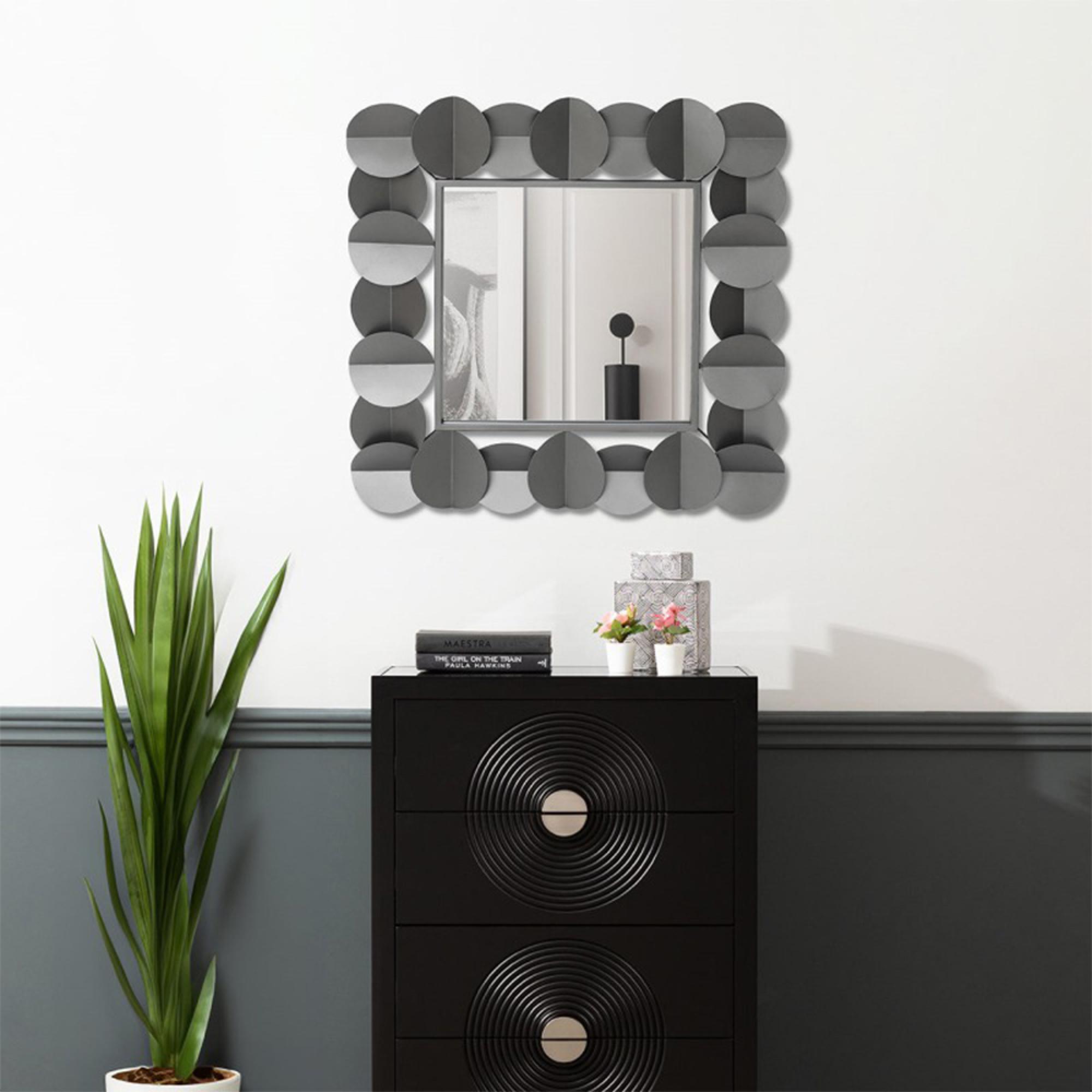 Wall Mirror - Square - Grey Metal - 76.2cm x 76.2cm