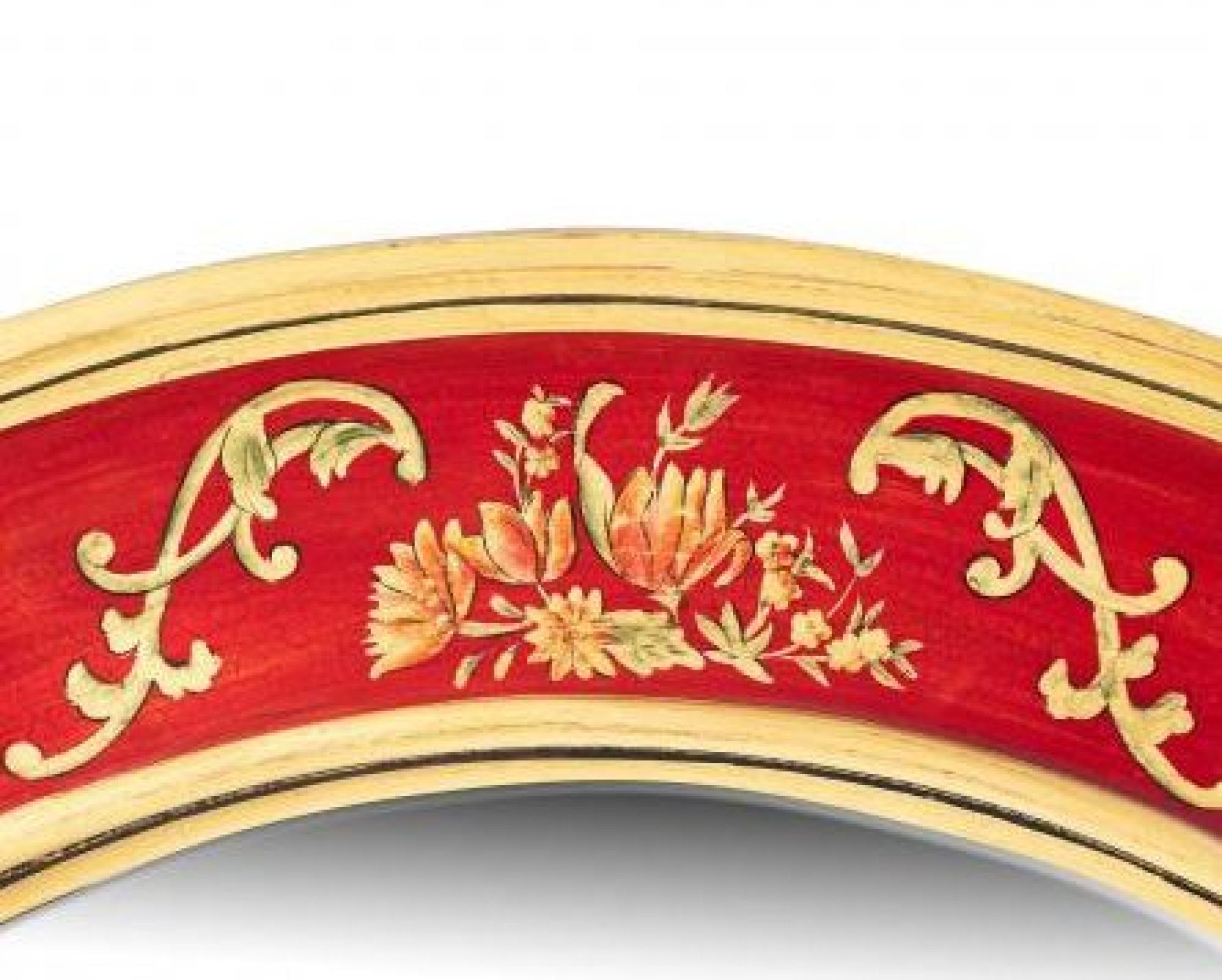 Meerut Red Floral Design Large Round Wall Mirror