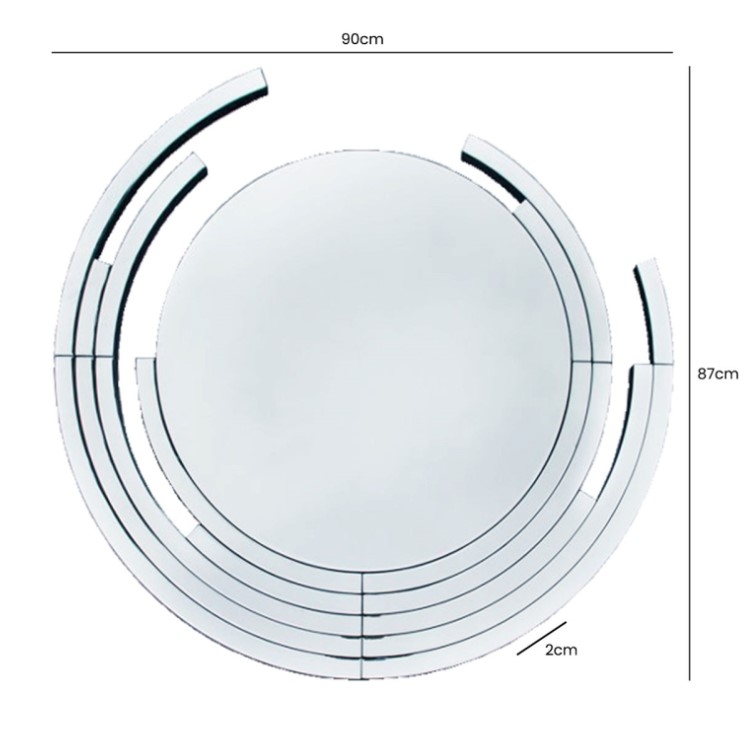 Modern Accent Mirror - Round - Chrome - 90cm x 87cm